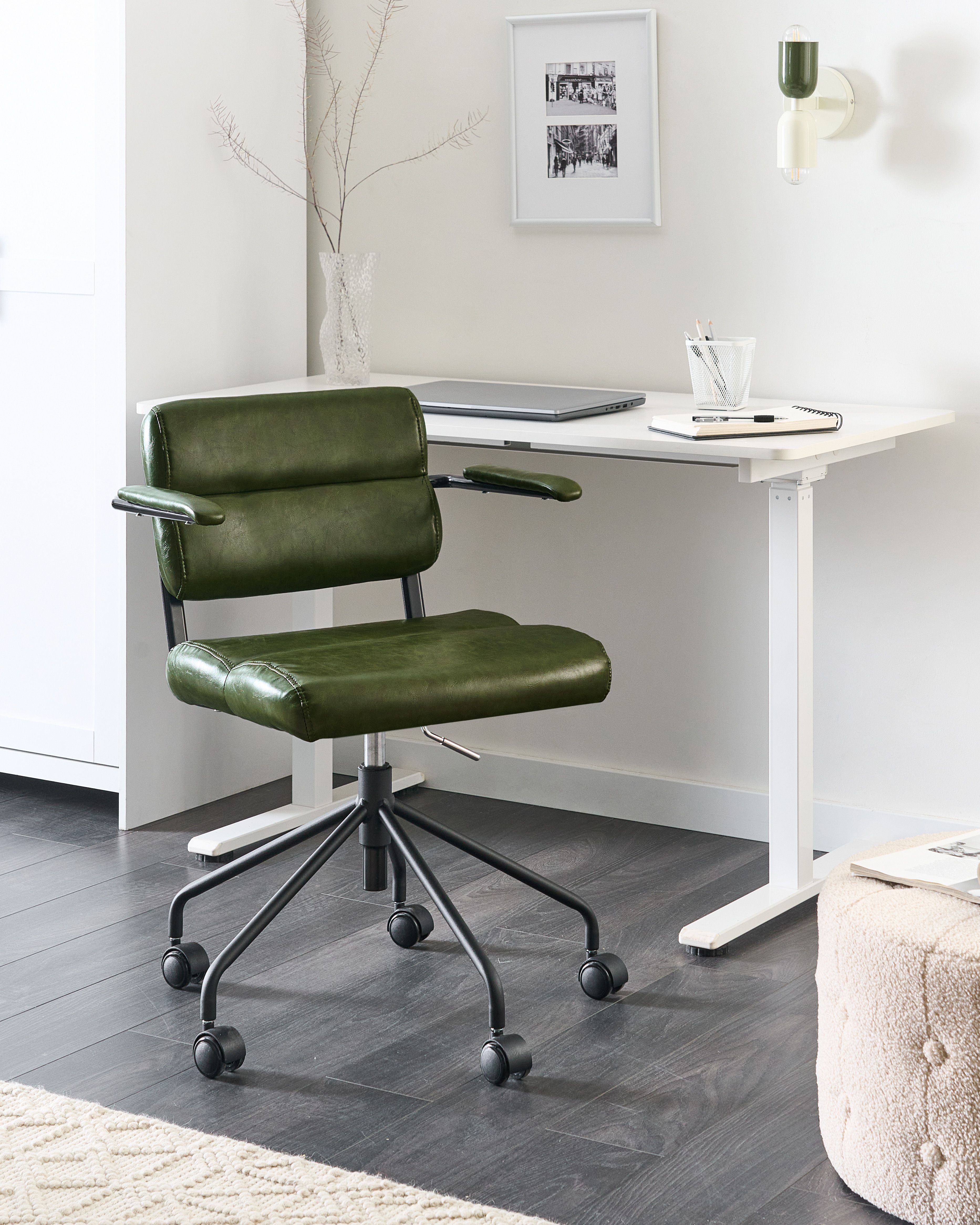 Desk Chair CANDOR Faux Leather Dark Green