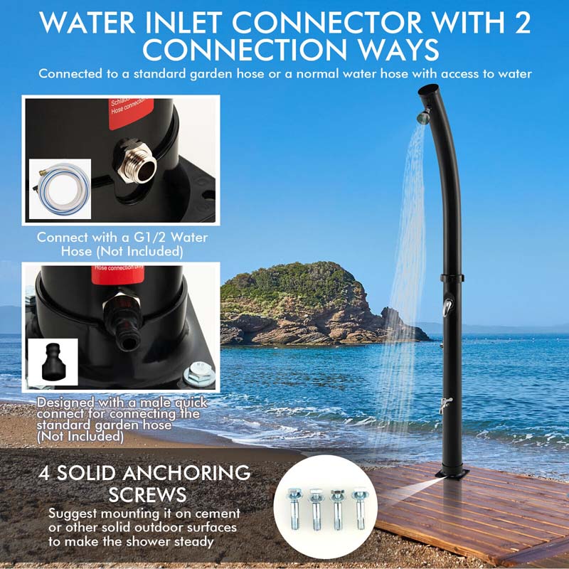 Eletriclife 7.2 Feet 5.3 Gallon Solar-Heated Shower with 360° Rotating Shower Head