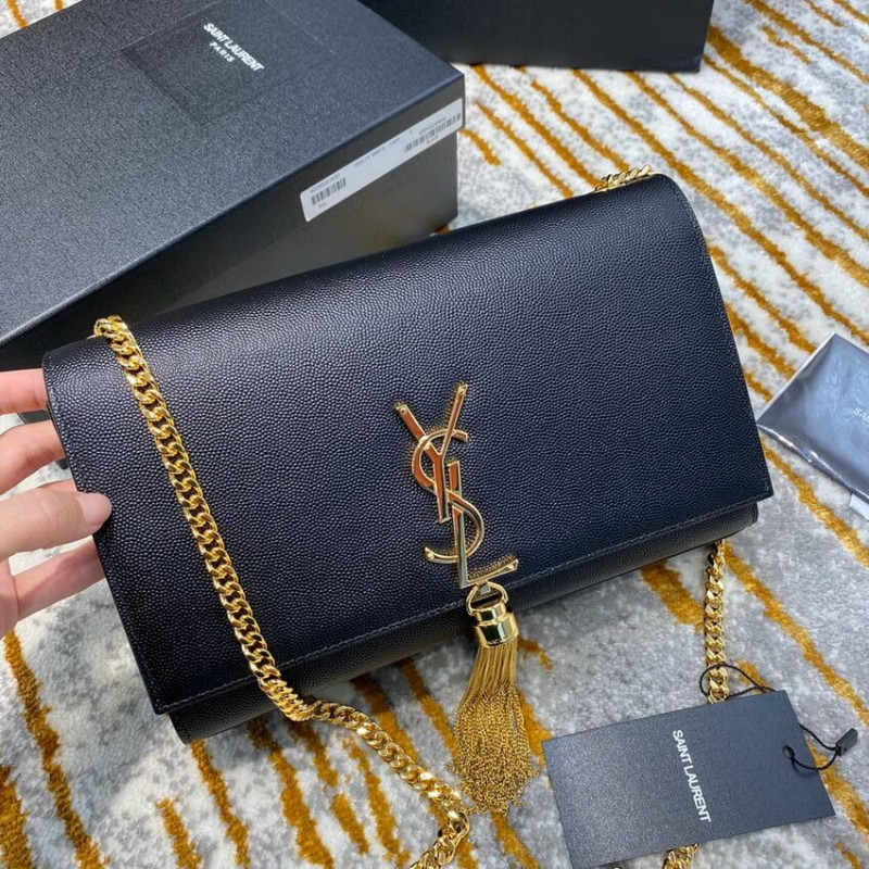 Replica Ysl Saint Laurent Kate Medium With Tassel In Grain De Poudre Leather 354119 Black1:1High-quality replica