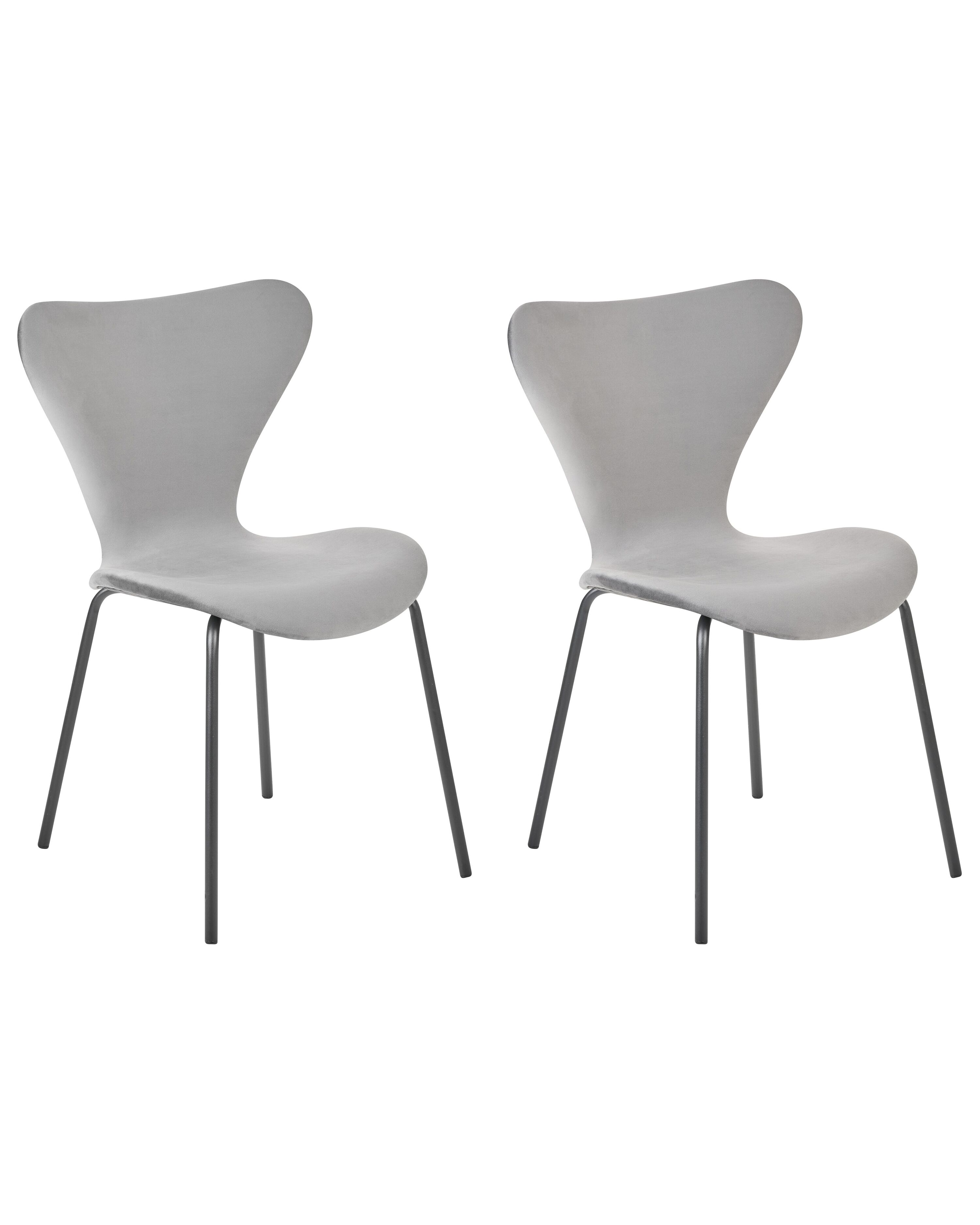 Set of 2 Dining Chairs BOONVILLE Velvet Light Grey