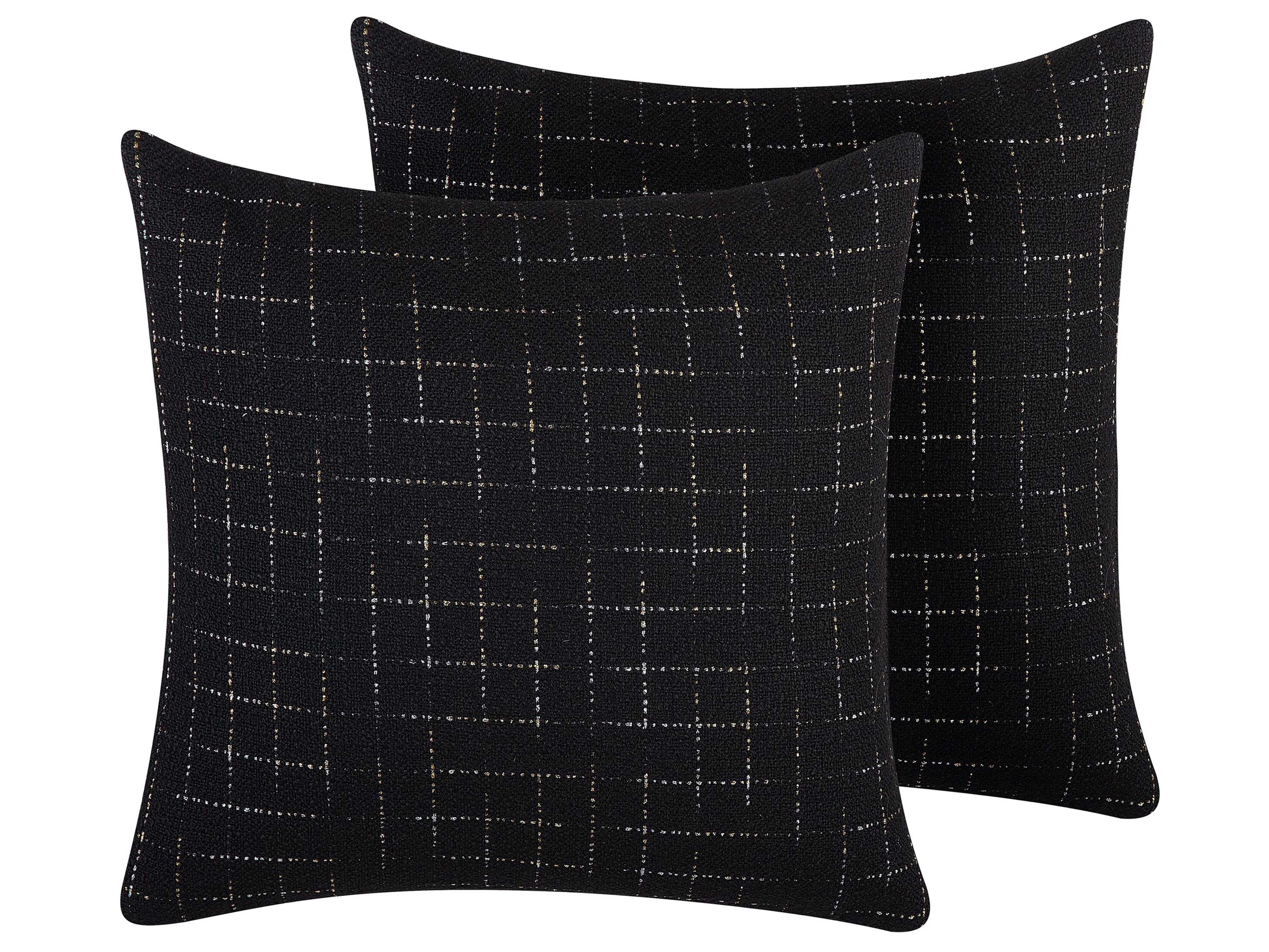 Set of 2 Decorative Cushions BELLFLOWER 45 x 45 cm Black Geometric Pattern