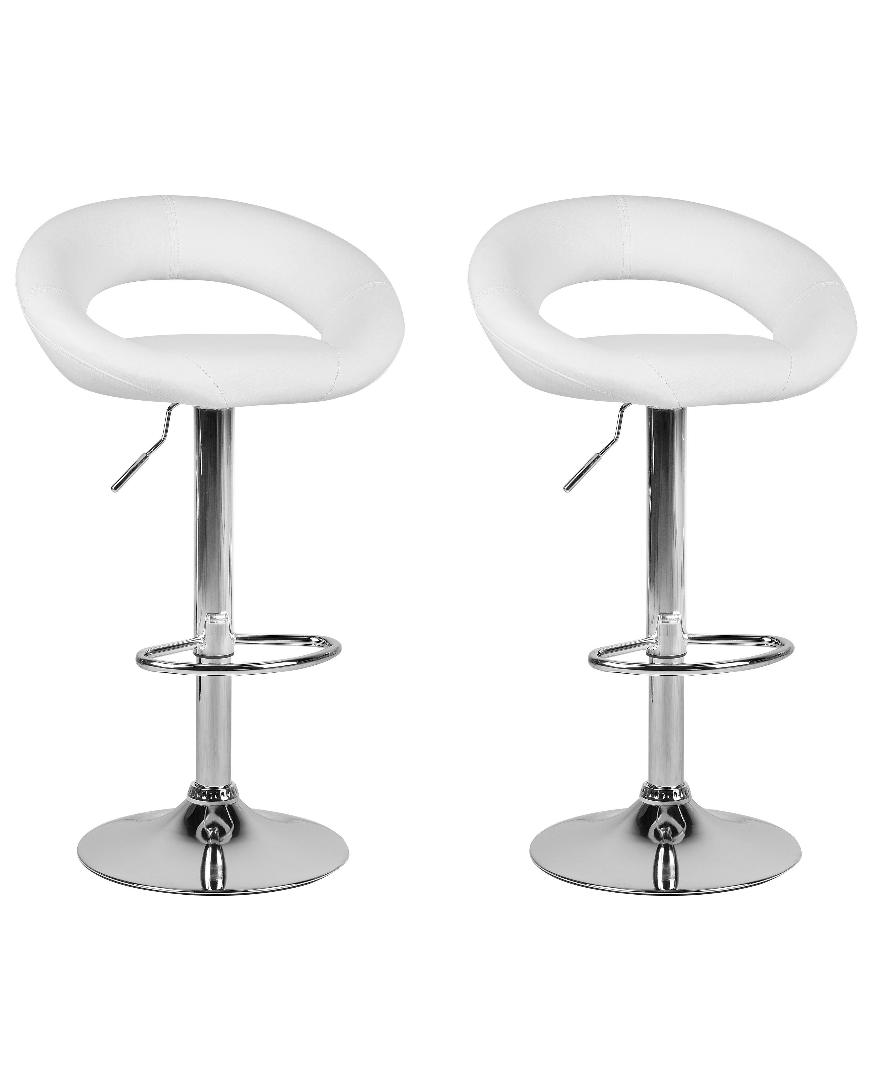 Set of 2 Bar Chairs PEORIA Faux Leather Swivel White