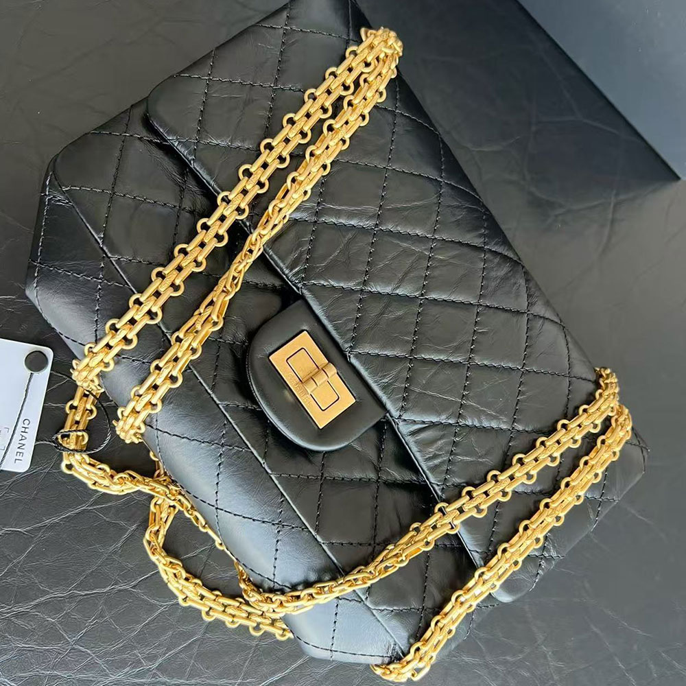 Chanel 2.55 Black Aged Calfskin Handbag1:1High-quality replica