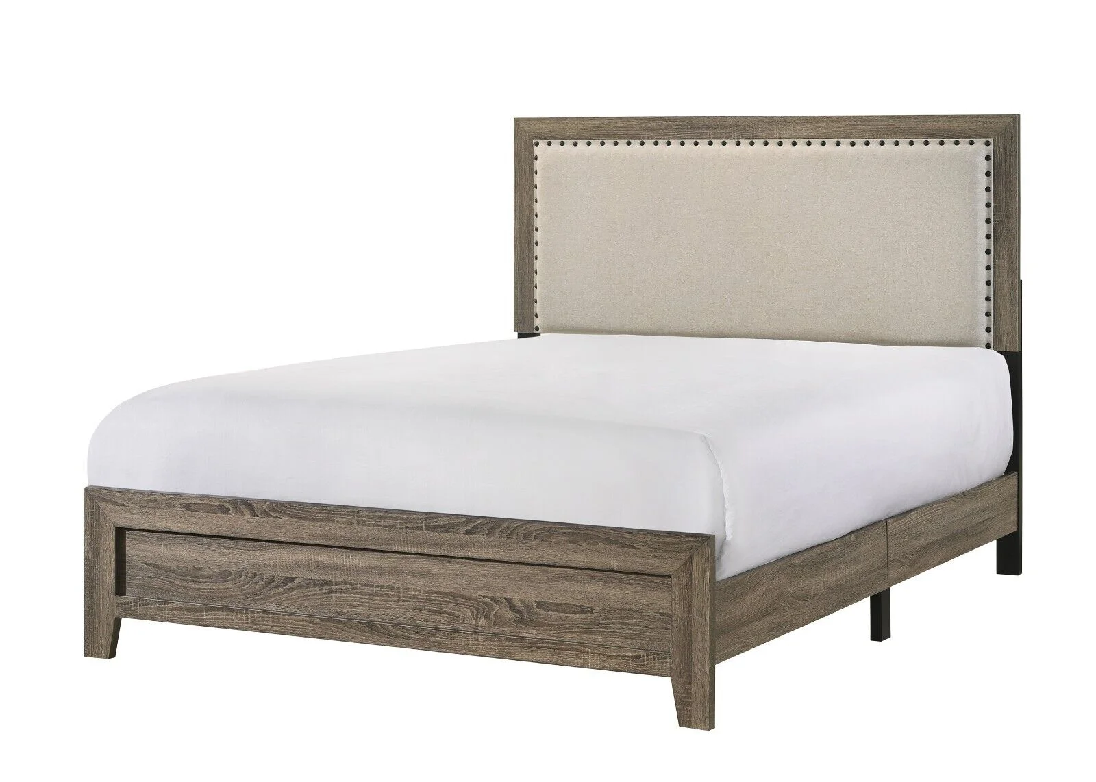 Beautiful Gray Finish 3Pc Queen Size Panel Bed Nightstand Chest Wooden Furniture Set