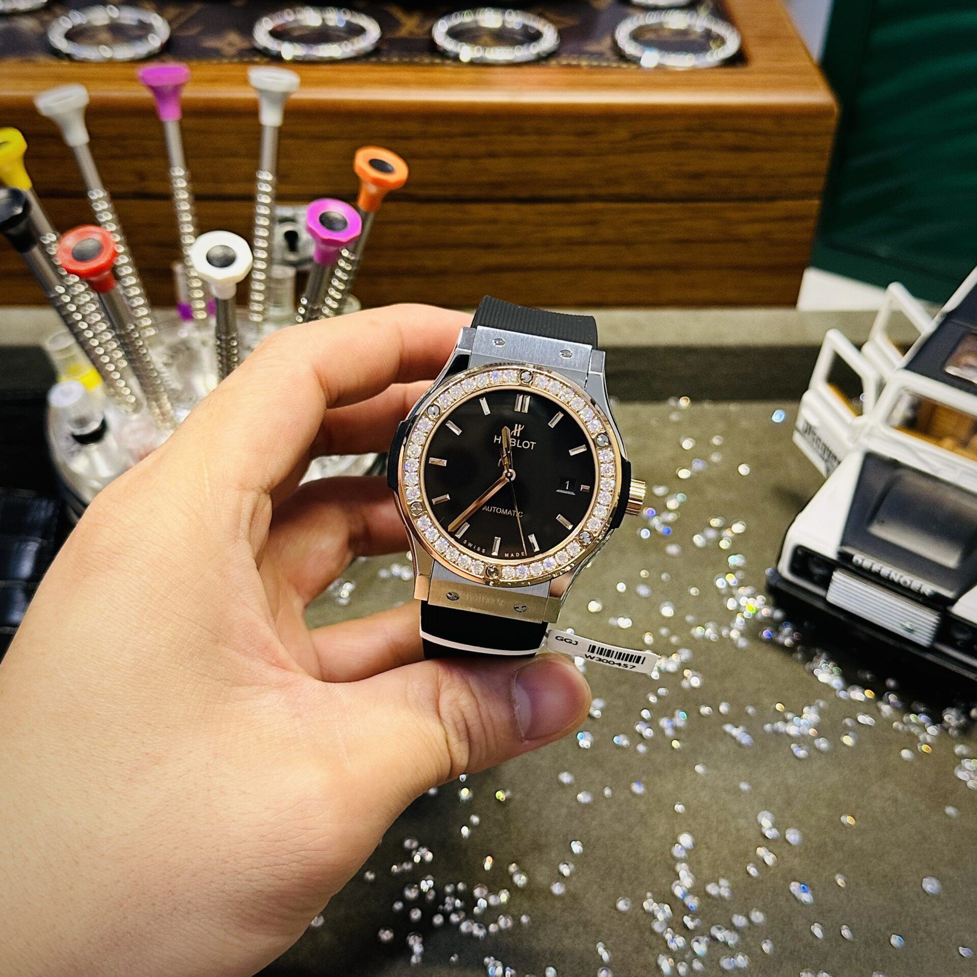 Hublot Replica Watch Demi With Moissanite Diamond Rubber Strap 42mm - Top club