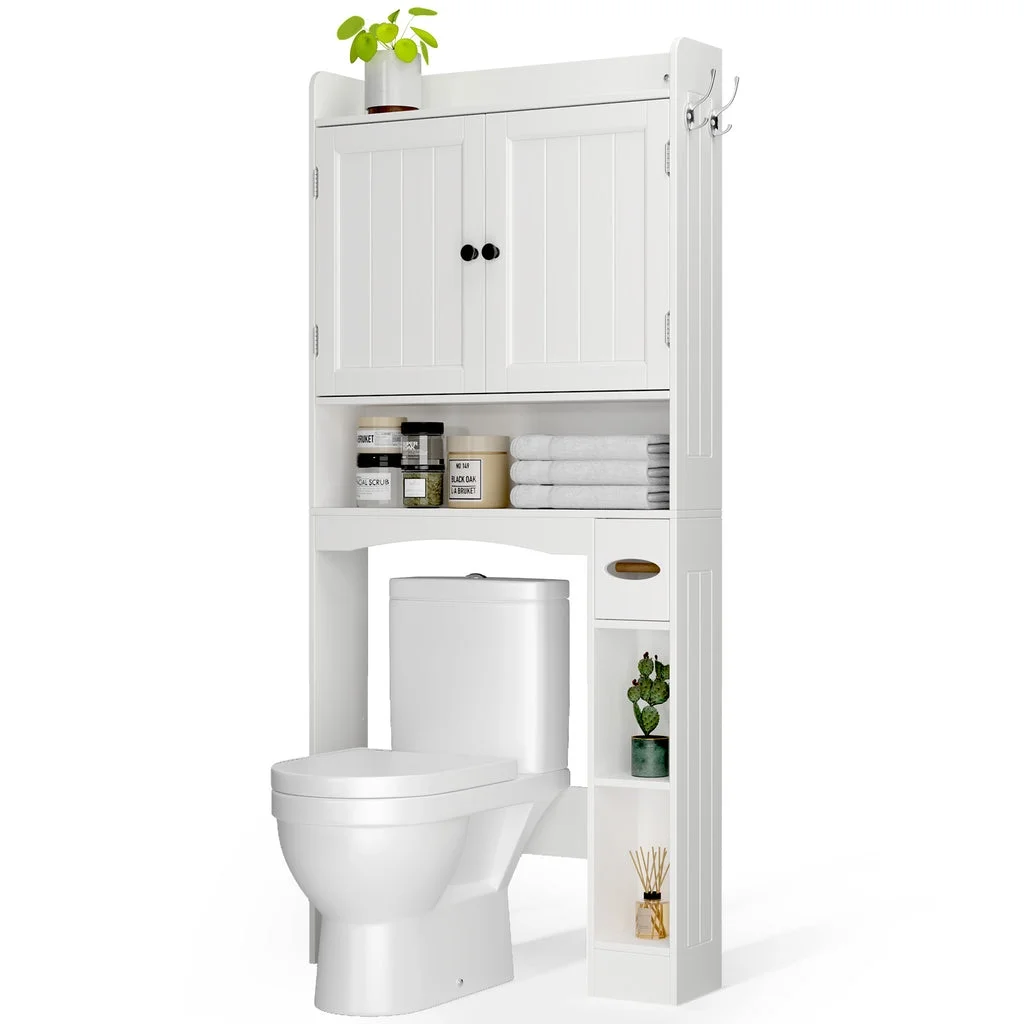 Aiho Over The Toilet Storage Cabinet, Bathroom Shelf Over Toilet, Bathroom Storage Cabinet Organizer - White