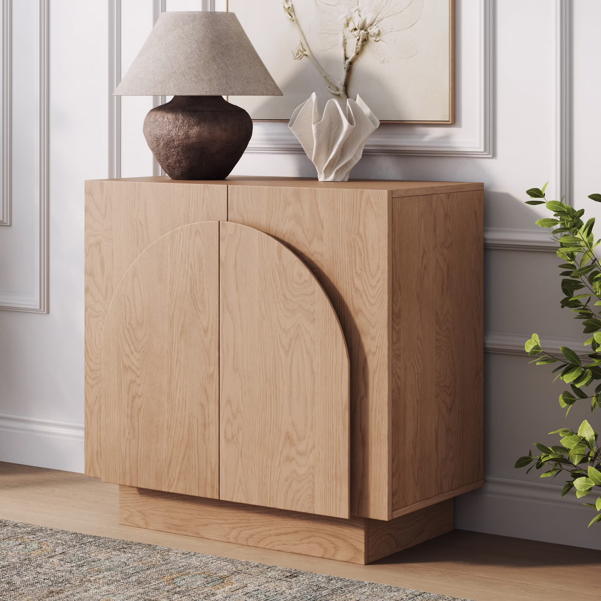 Nathan James Iris Mid-Century Modern Credenza, Black Sideboard Buffet, Living Room Wood Storage Cabinet with Arched Cabinet Doors, Black Credenza Cabinet for Kitchen or Living Room, Black Oak - Image 5