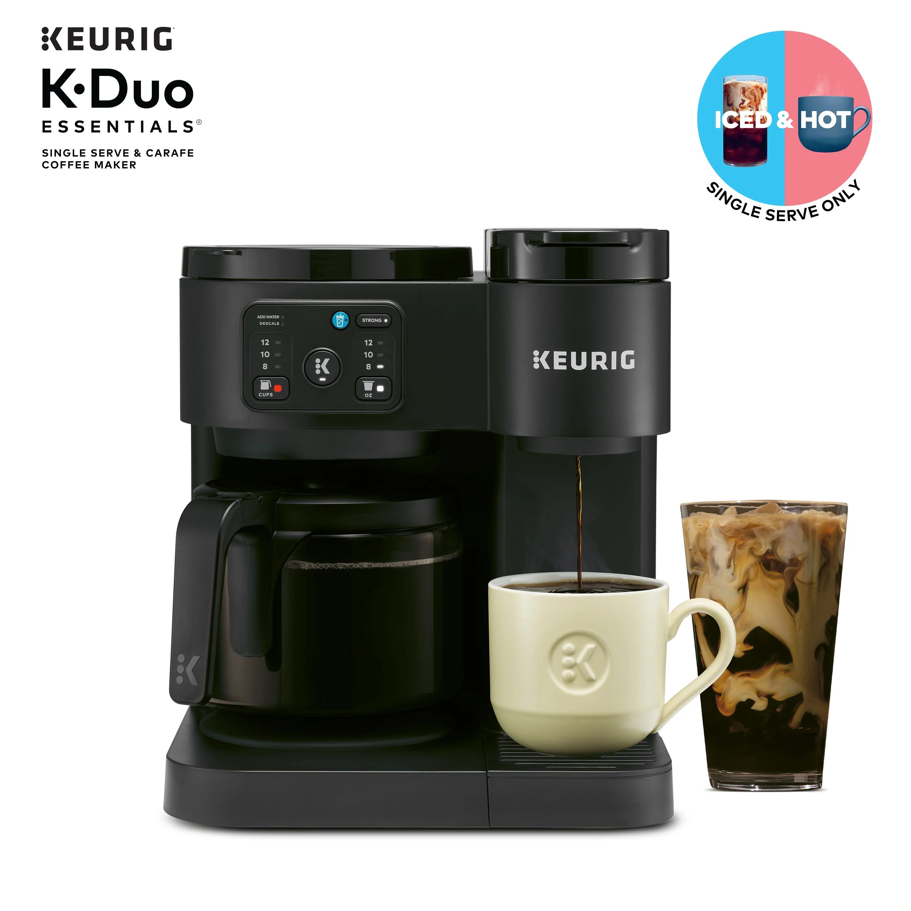 Keurig K-Duo Essentials, Hot & Iced Single-Serve K-Cup Pod Coffee Maker & Carafe, Moonlight Grey - Image 10