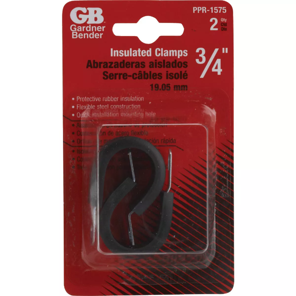 Gardner Bender 3/4 In. Steel with Rubber Insert Black Cable Clamp (2-Pack)