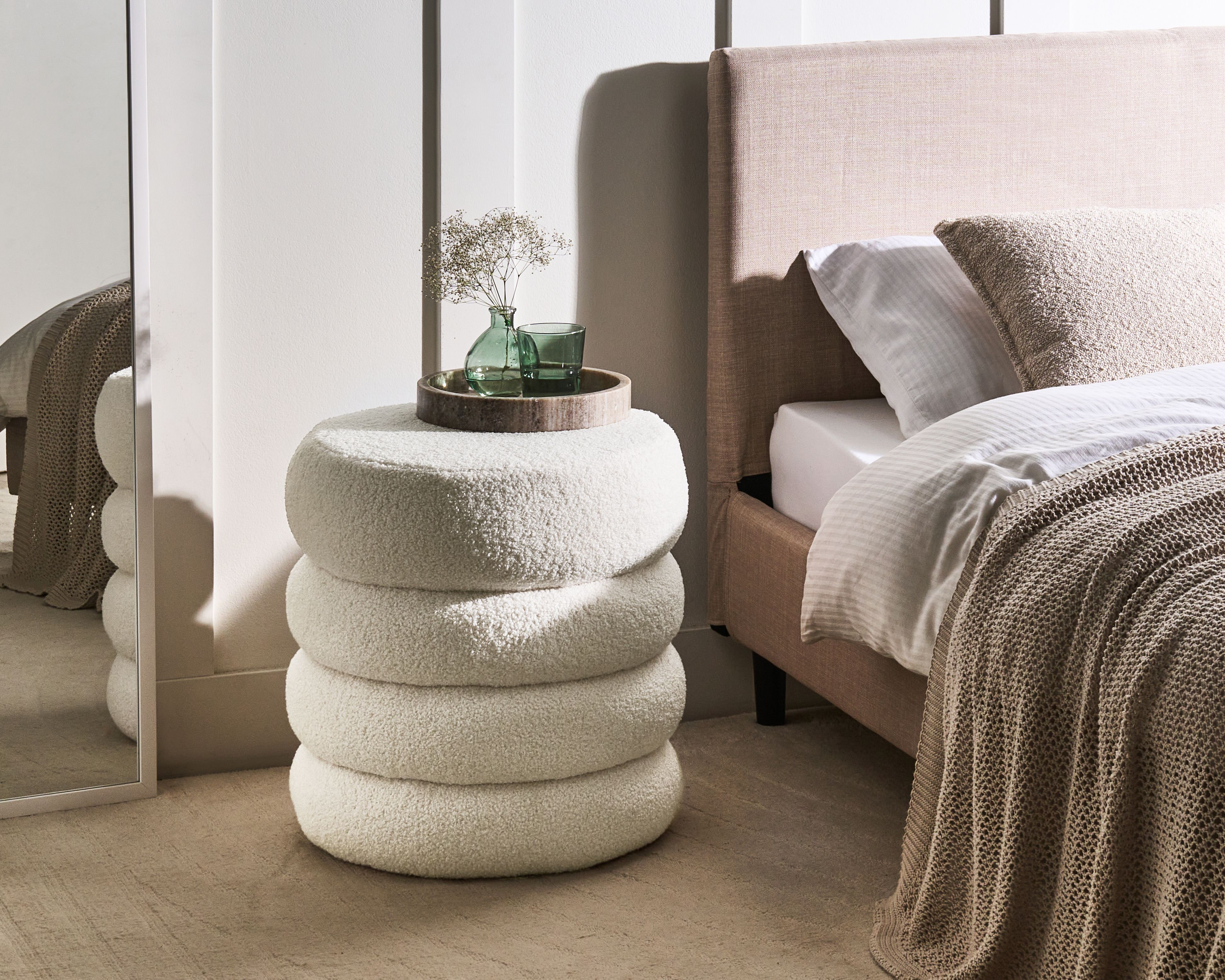 Pouffe SUMPTER Boucle Off-White