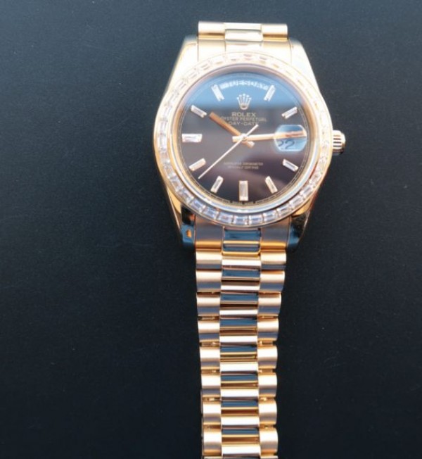 Replica Rolex Noob Day-Date 218399 YG Black Dial Bracelet A3255 - Top club