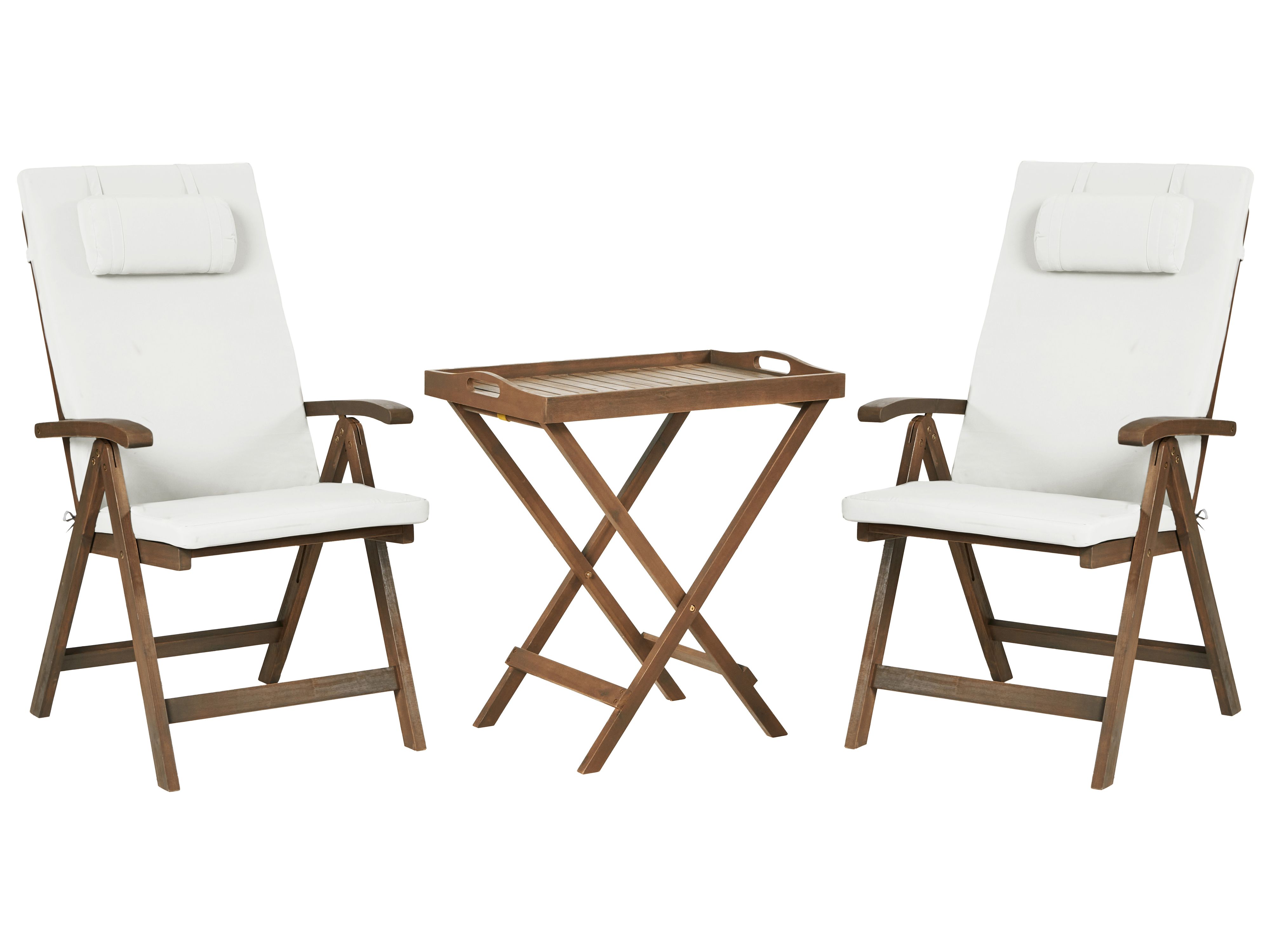 Bistro Set AMANTEA PREMIUM Acacia Wood Off-White