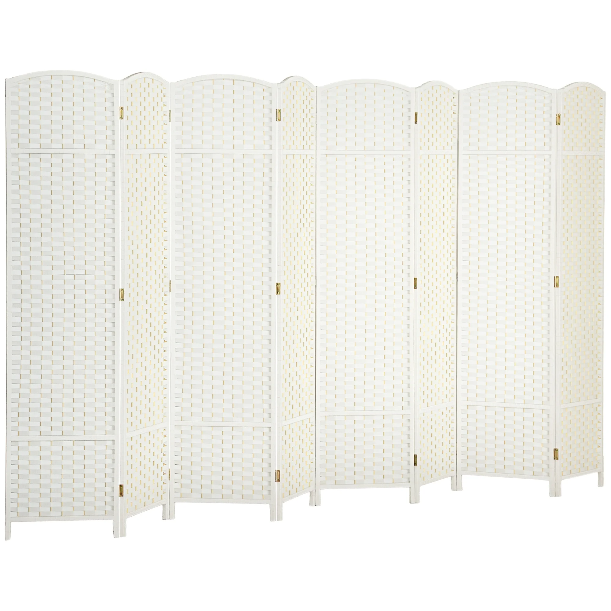 HOMCOM Room Divider, 8 Panel Folding Privacy Screen, 5.6' Tall Freestanding Partition for Home Office, Bedroom, White