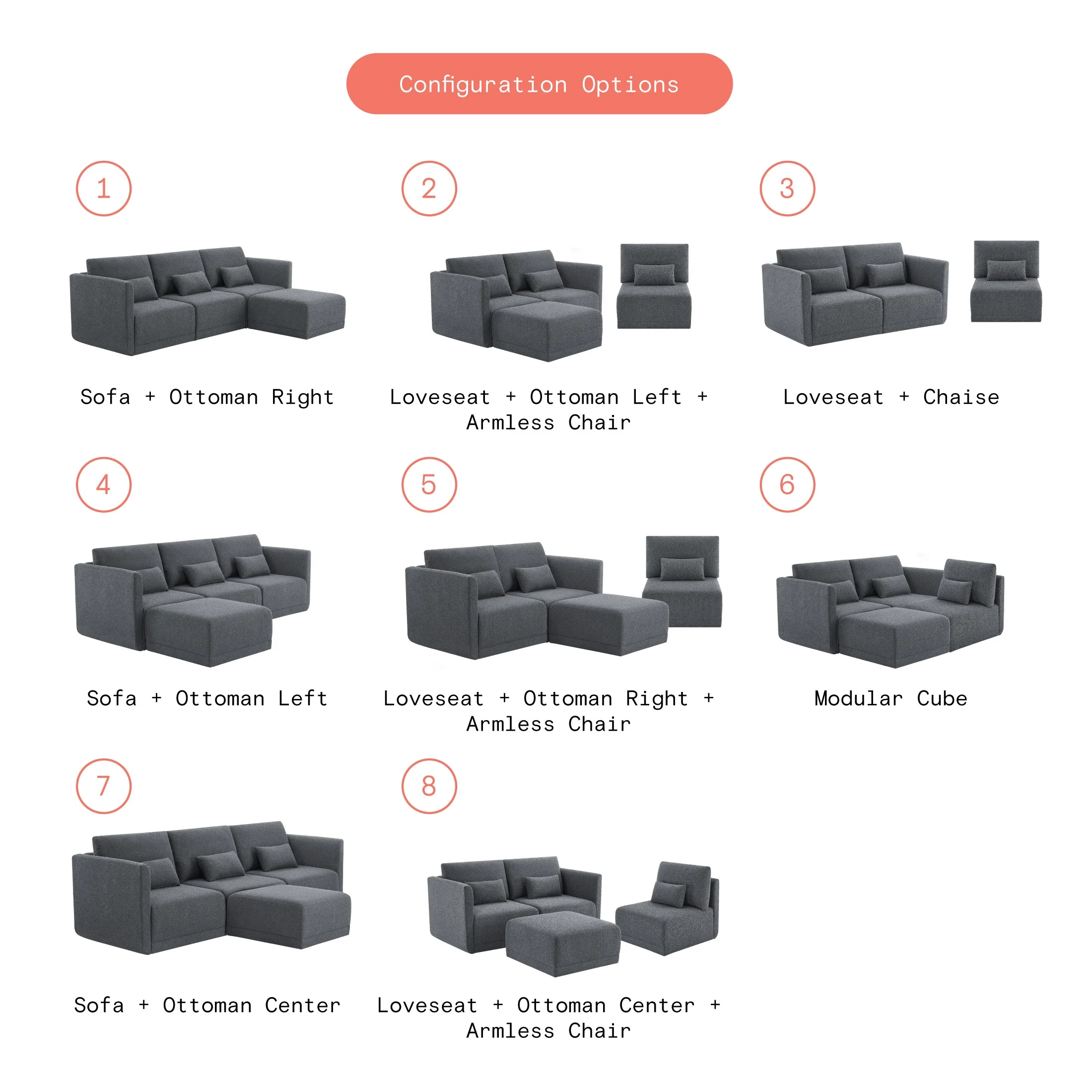 Beautiful Drew Modular Sectional Sofa with Ottoman by Drew Barrymore, Gray Fabric - Image 36