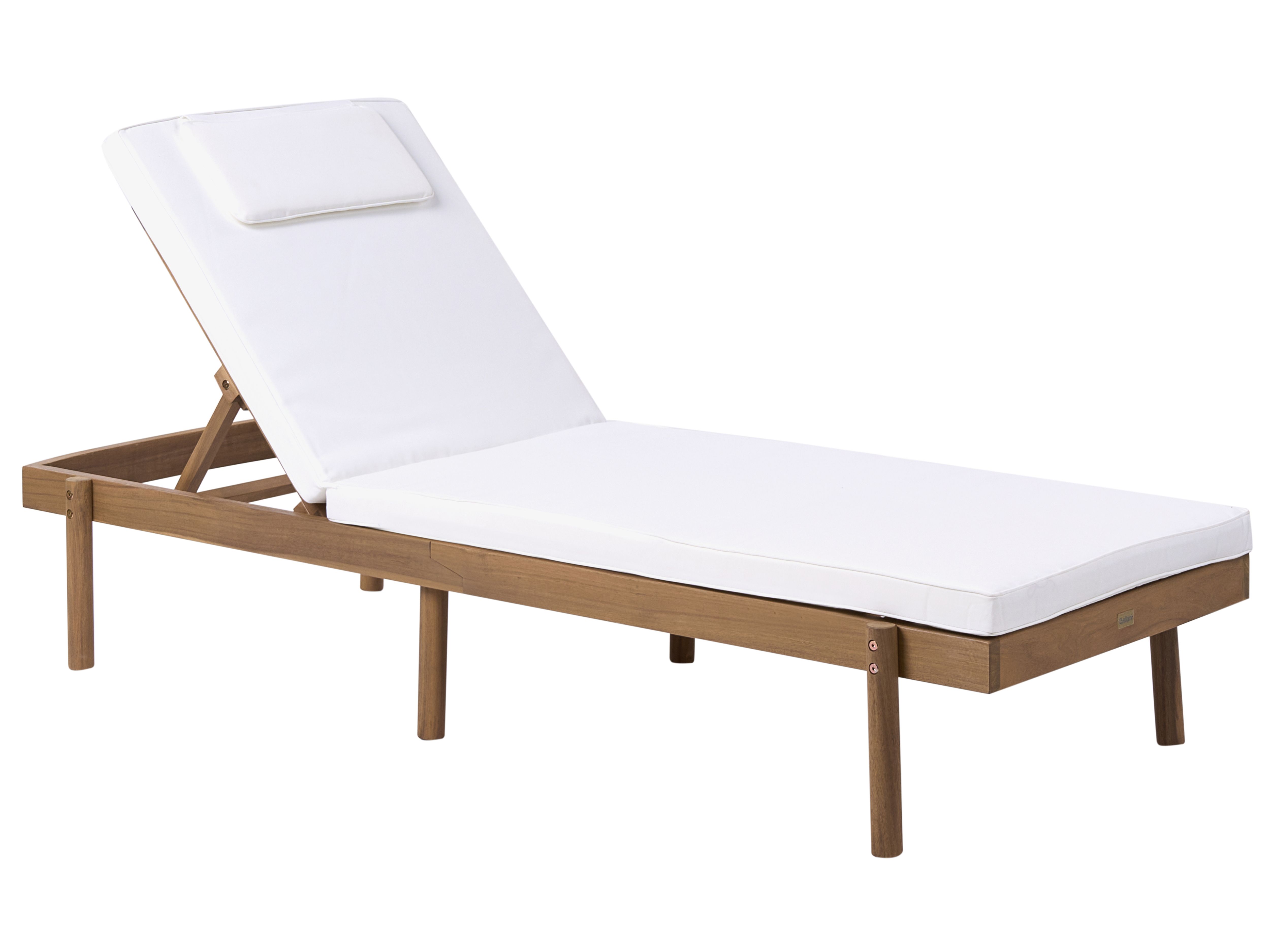 Sun Lounger with Cushion MARCETELLI Acacia Wood White