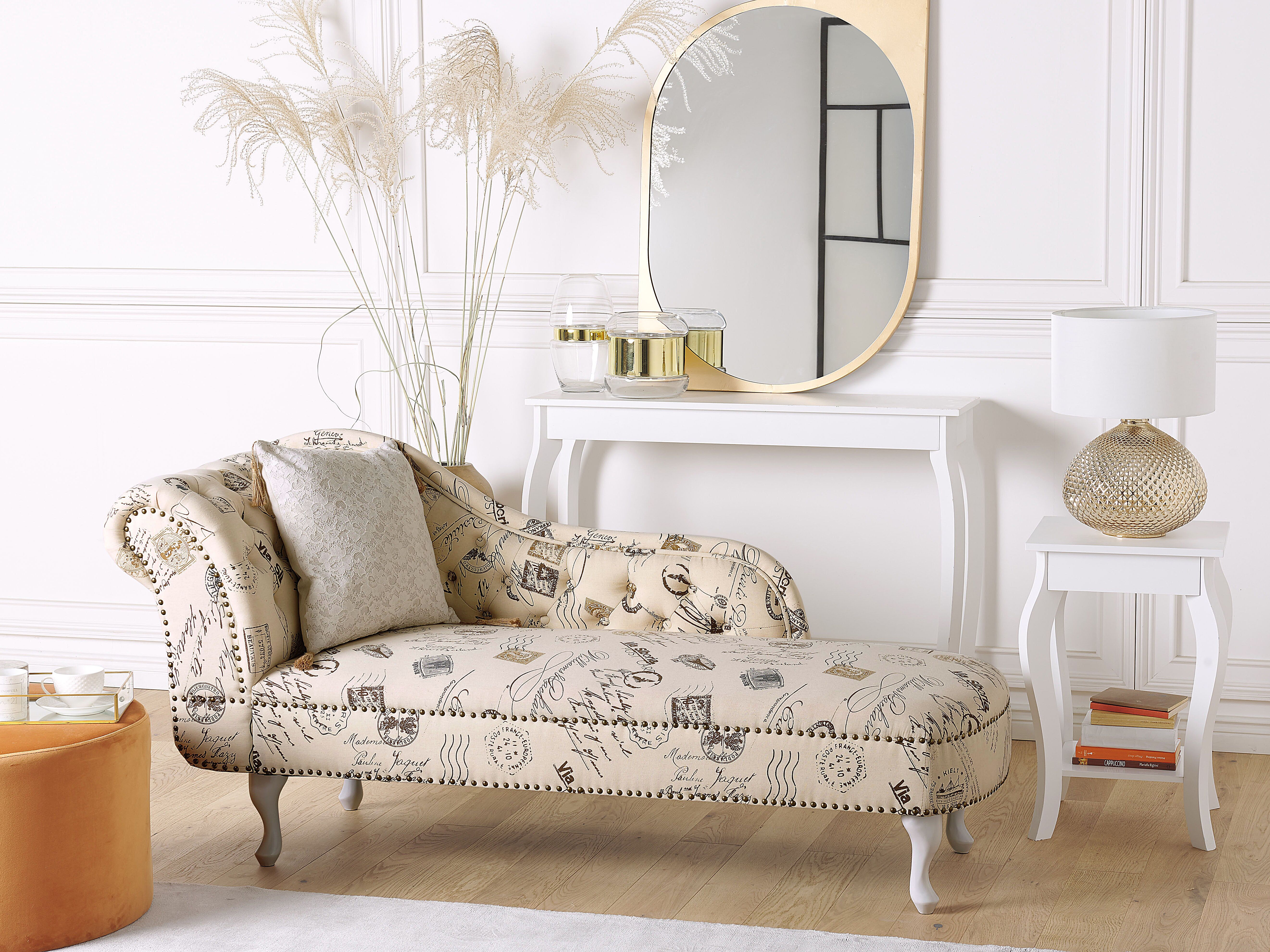 Left-Hand Chaise Lounge NIMES Fabric Beige