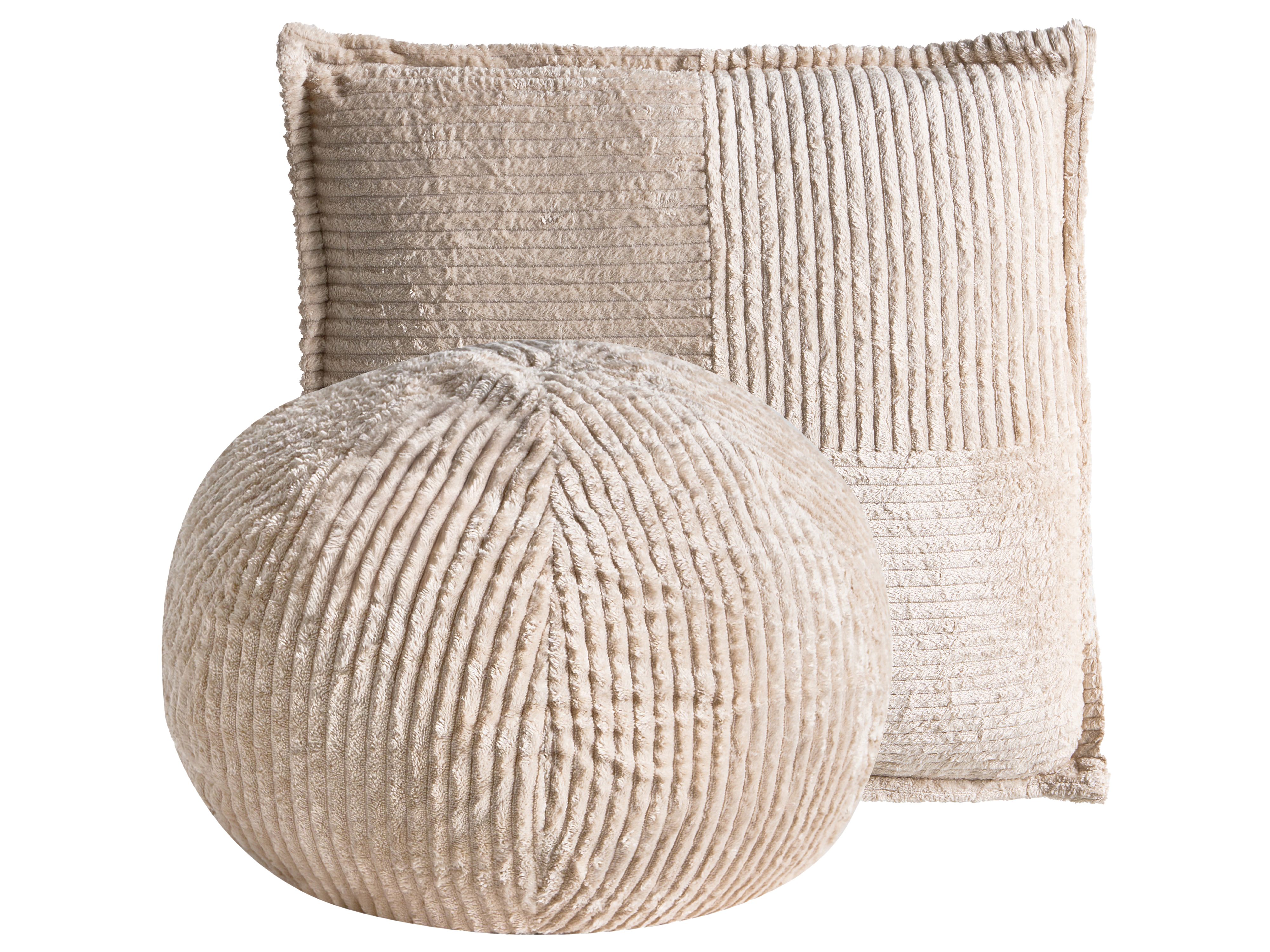 Set of 2 Decorative Cushions MARANTA Corduroy 30 x 30 cm 45 x 45 cm Light Beige Solid