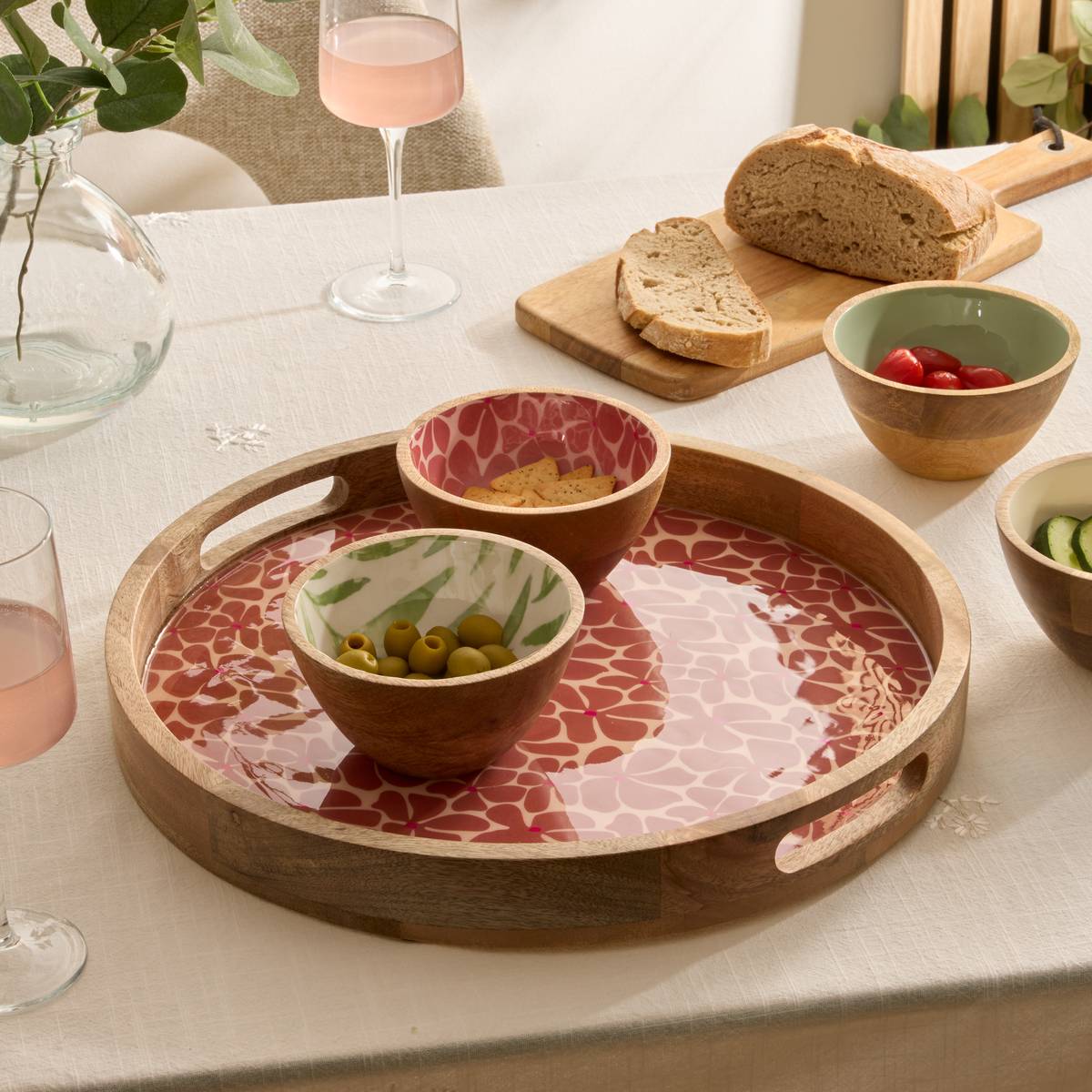 Tray "Inaya" Mango wood, D.38 cm