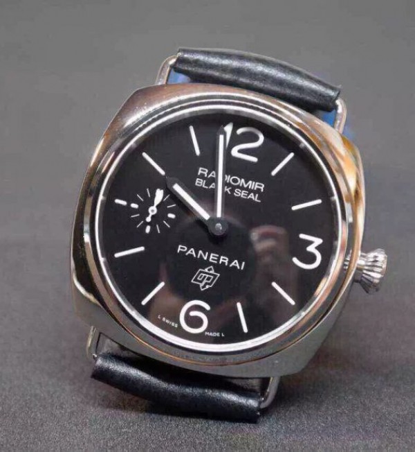 Replica Panerai PAM380 Black Dial Genuine Black Leather Strap A6497 - Top club
