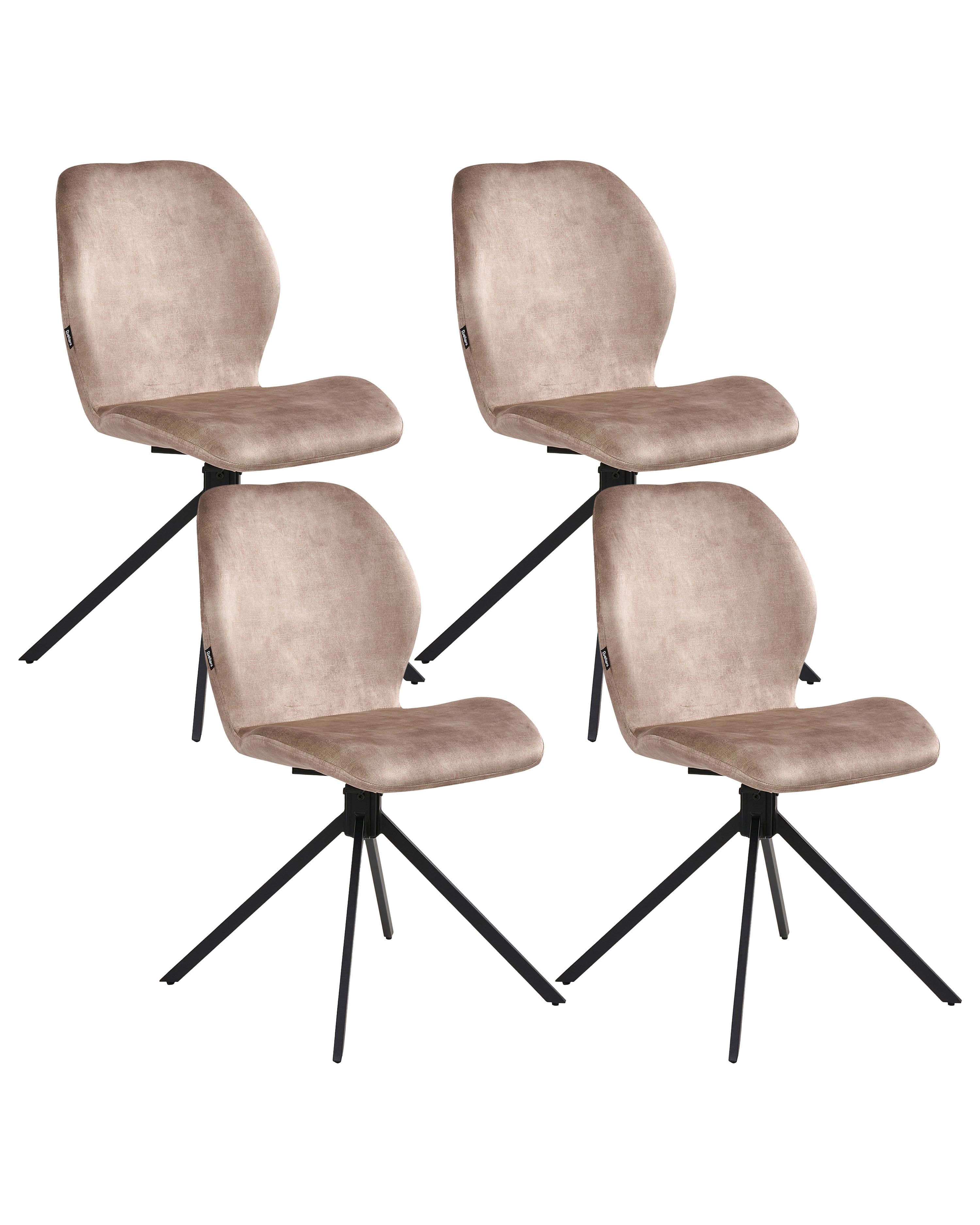 Set of 4 Dining Chairs Swivel MORRISON Velvet Beige