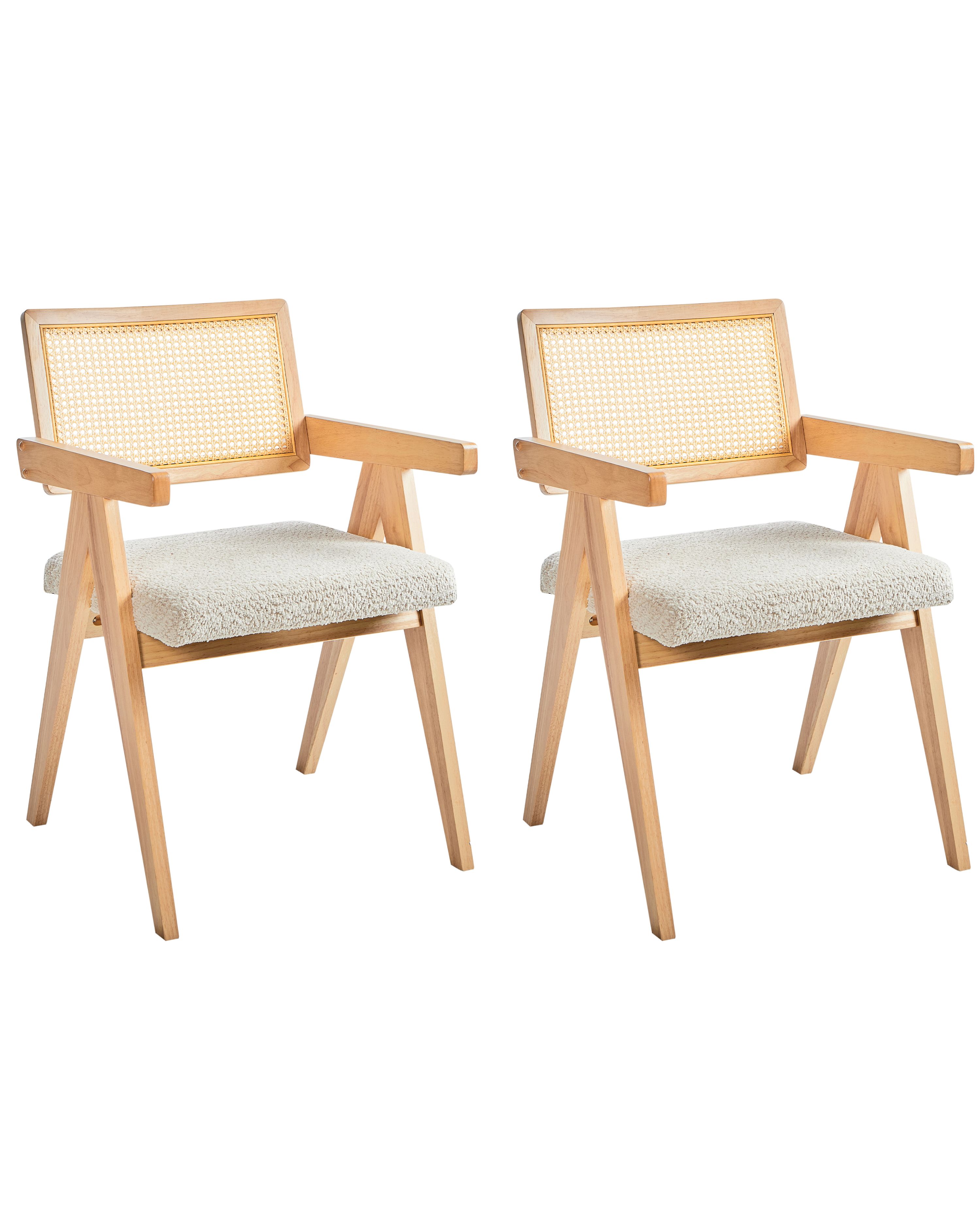 Set of 2 Dining Chairs AVA Wood Light Brown/ Beige