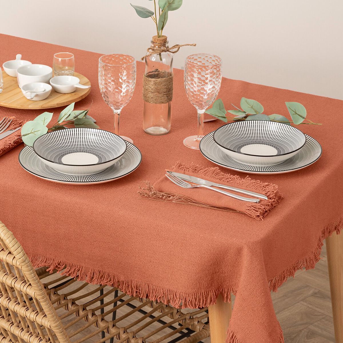 Tablecloth "Maha", cotton Terracotta pink, 250x150 cm