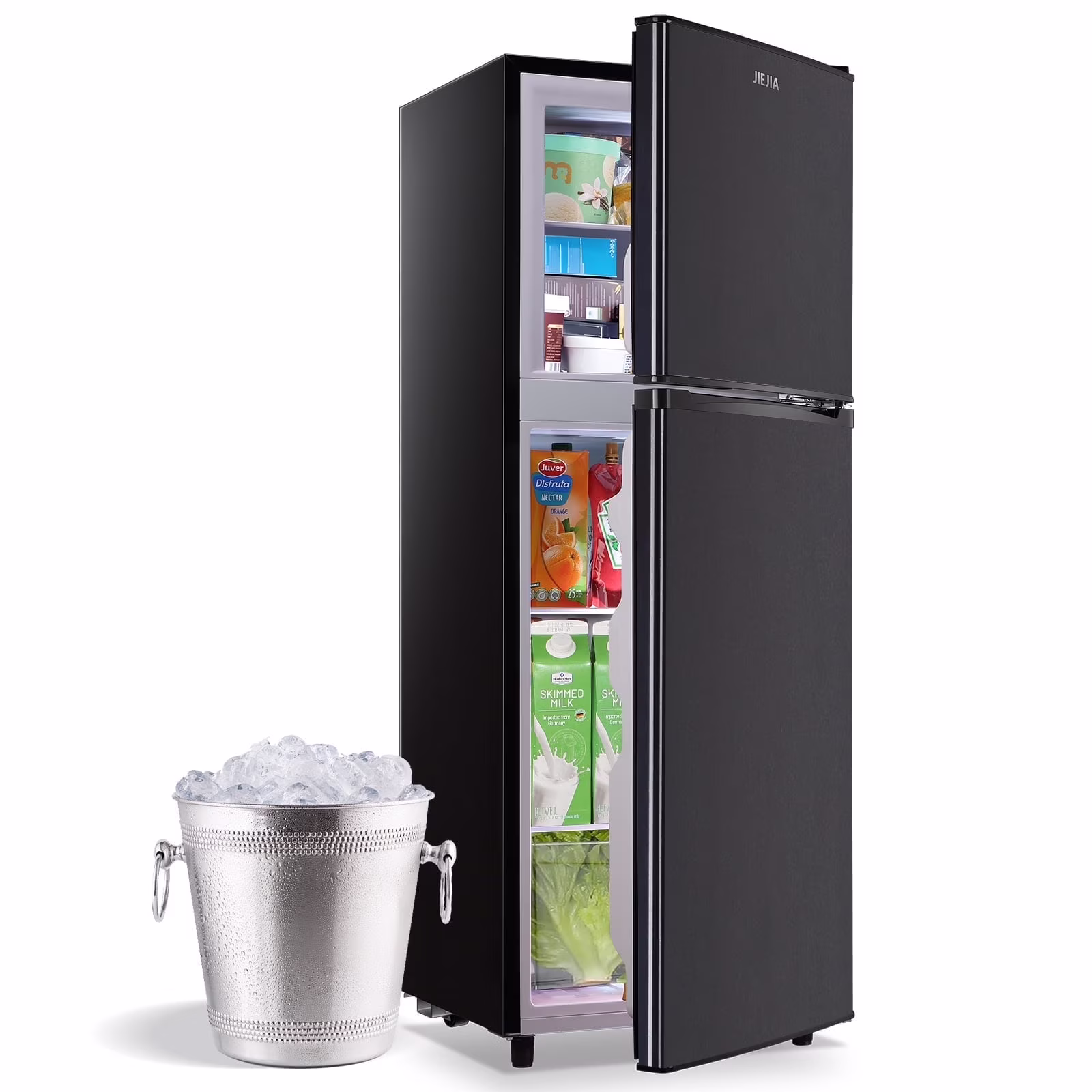 JIEJIA 5.0 Cu.Ft Apartment Size Refrigerators with Separate Freezer, 2 Door Refrigerator, Small Fridge with Freezer, Gray - Image 3