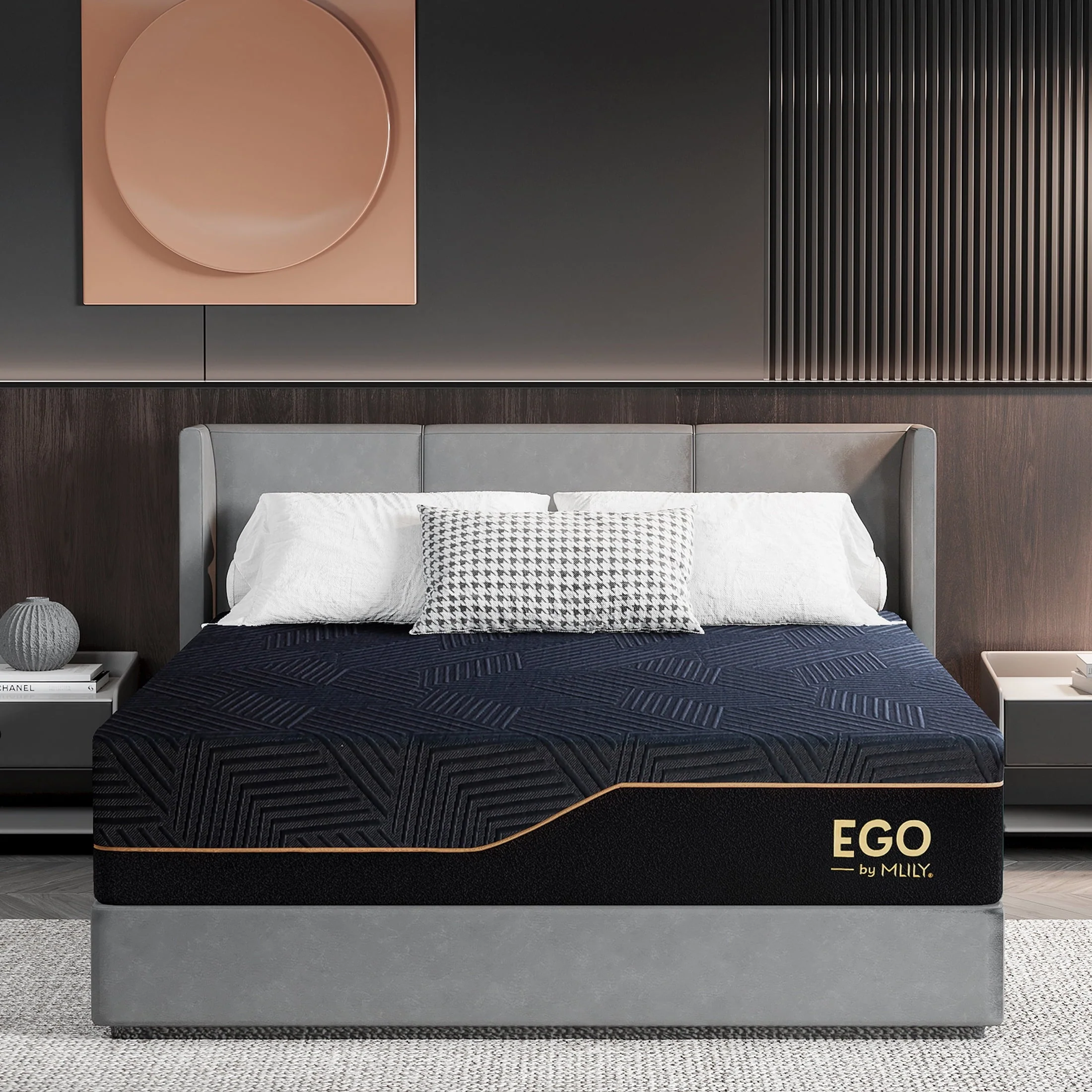 MLILY Ego Black 14 inch Queen Mattress, Cooling Gel Memory Foam Mattress in a box, Queen, Medium - Image 2