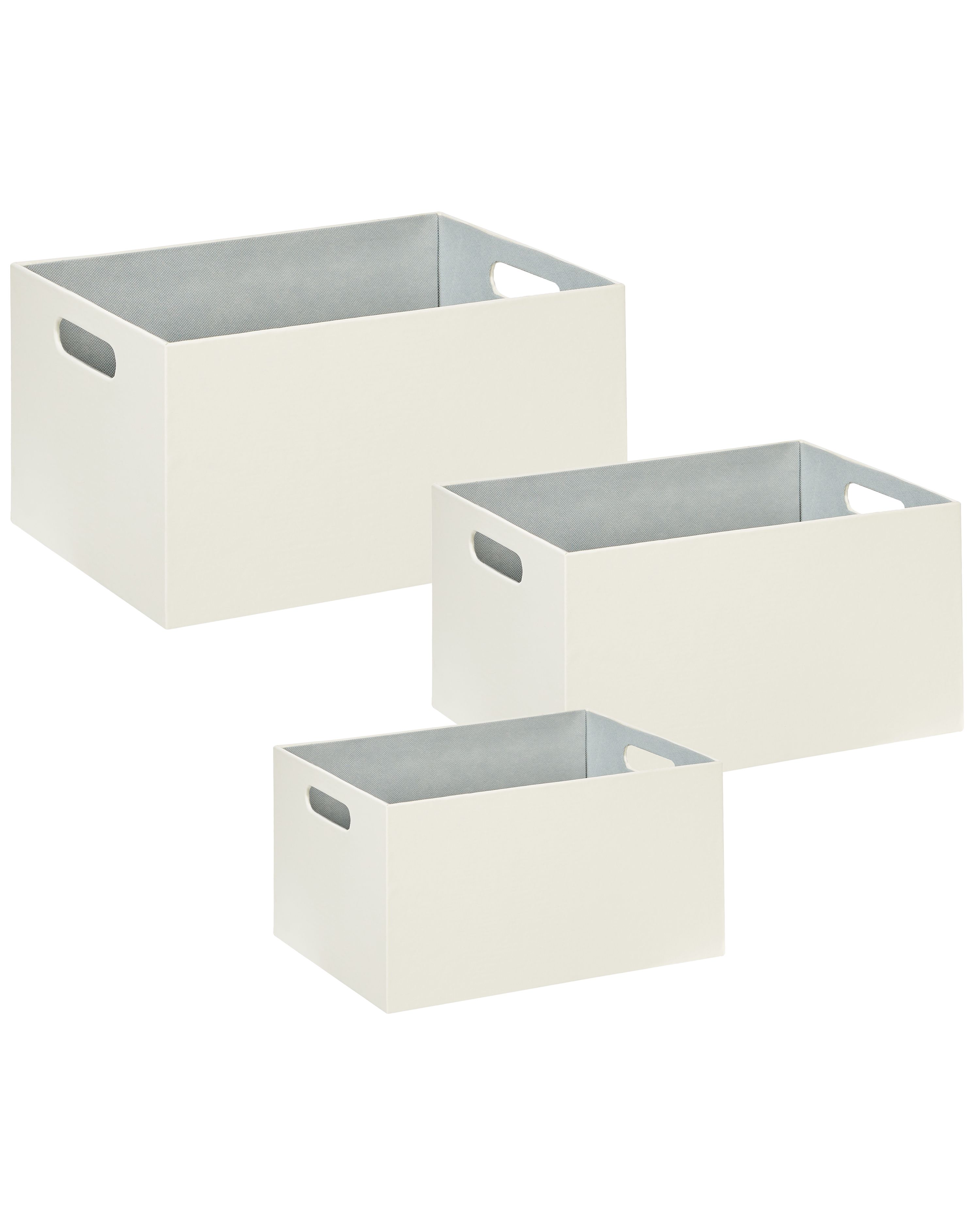 Set of 3 Boxes LARSA Faux Leather Beige