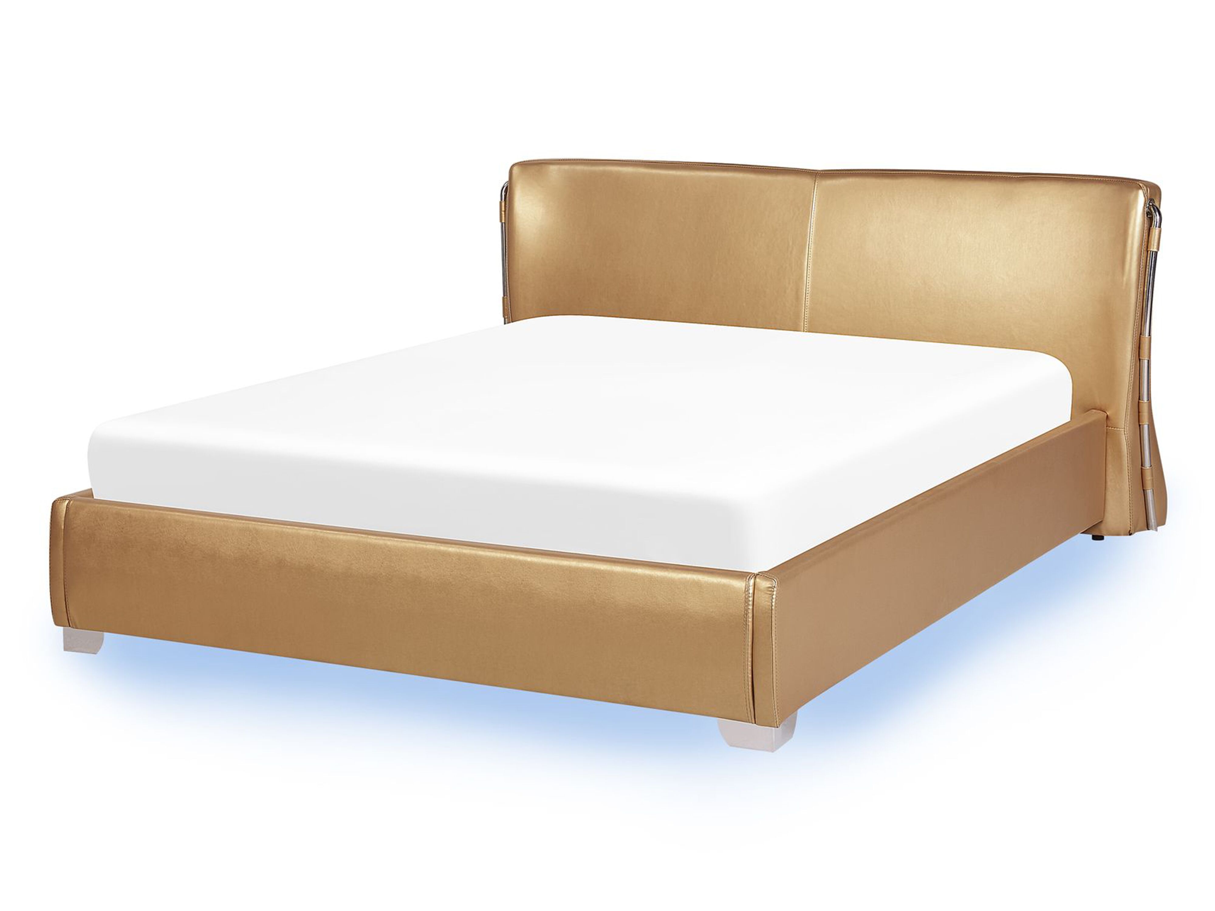 Waterbed with LED Leather PARIS 140 x 200 cm (EU Double) Gold