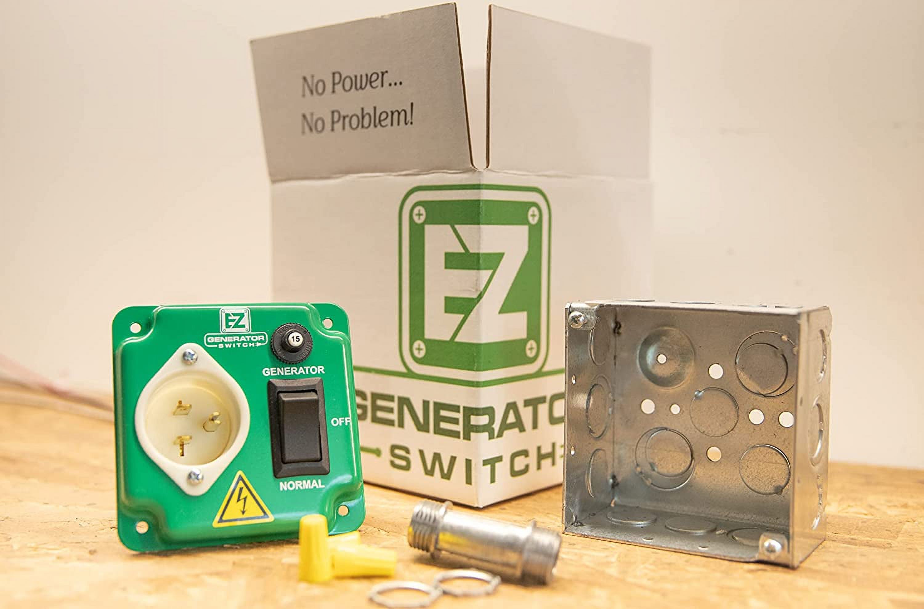 EZ Generator Switch, 15A 125V Green Manual Transfer Electrical Switch