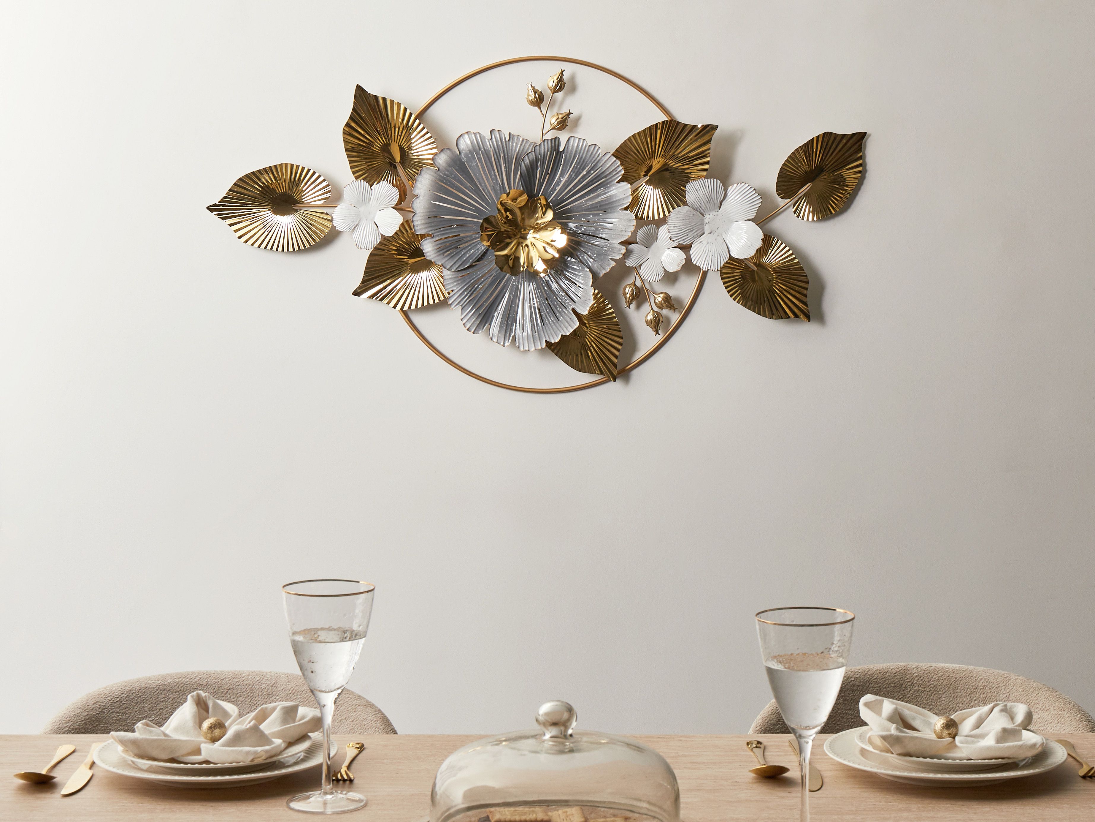 Wall Decor Flower TERBIUM Metal 56 cm Gold