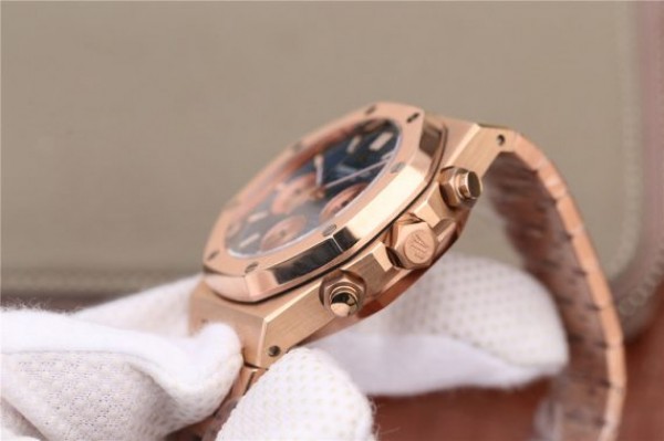 Replica Audemars Piguet Royal Oak Chronograph RG JHF Blue/RG Dial RG Bracelet A7750 - Top club