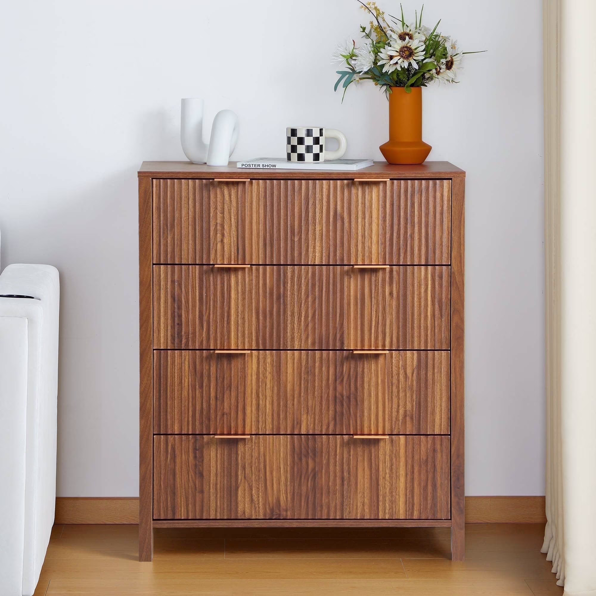 YOCWO Fluted Nightstand for Bedroom Set of 2 , Wood Bedside Table Set of 2 with Drawers, Black - Image 23