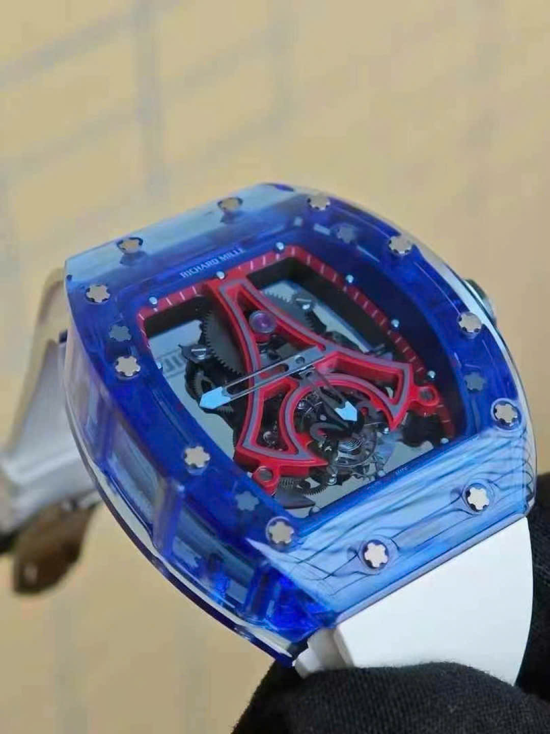 Richard Mille RM52-03 Paris Saint-Germain Tourbillon Replica Watch Bark Sapphire Blue 40x48mm - Elite Watch Atelier