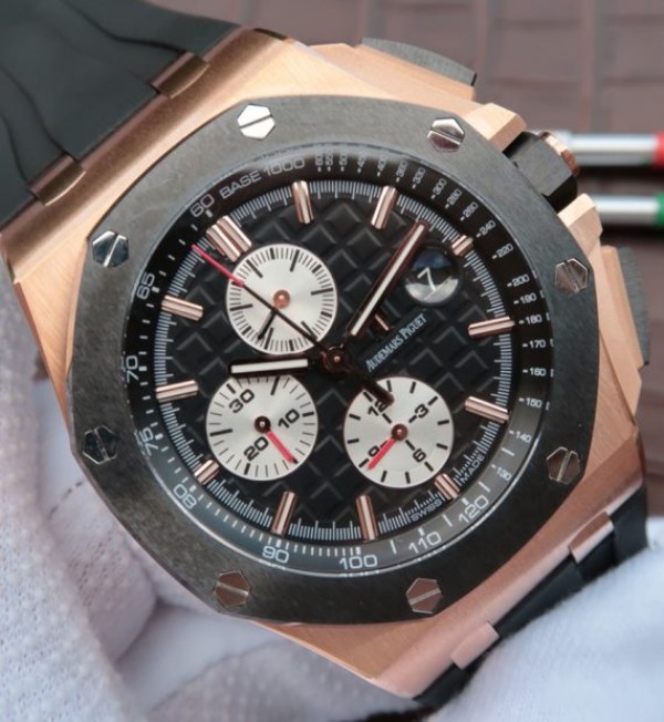 Replica Audemars Piguet JF Royal Oak Offshore RG 26400RO Black Ceramic Bezel A3126 - Elite Watch Atelier