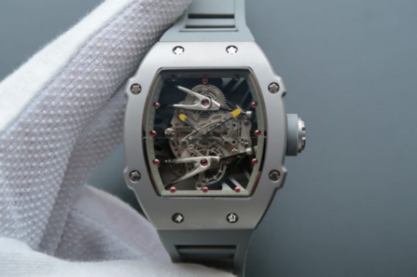 Replica Richard Mille RM027 SS Skeleton Dial Gray Inner Bezel Gray Rubber Strap 6T51 - Top club