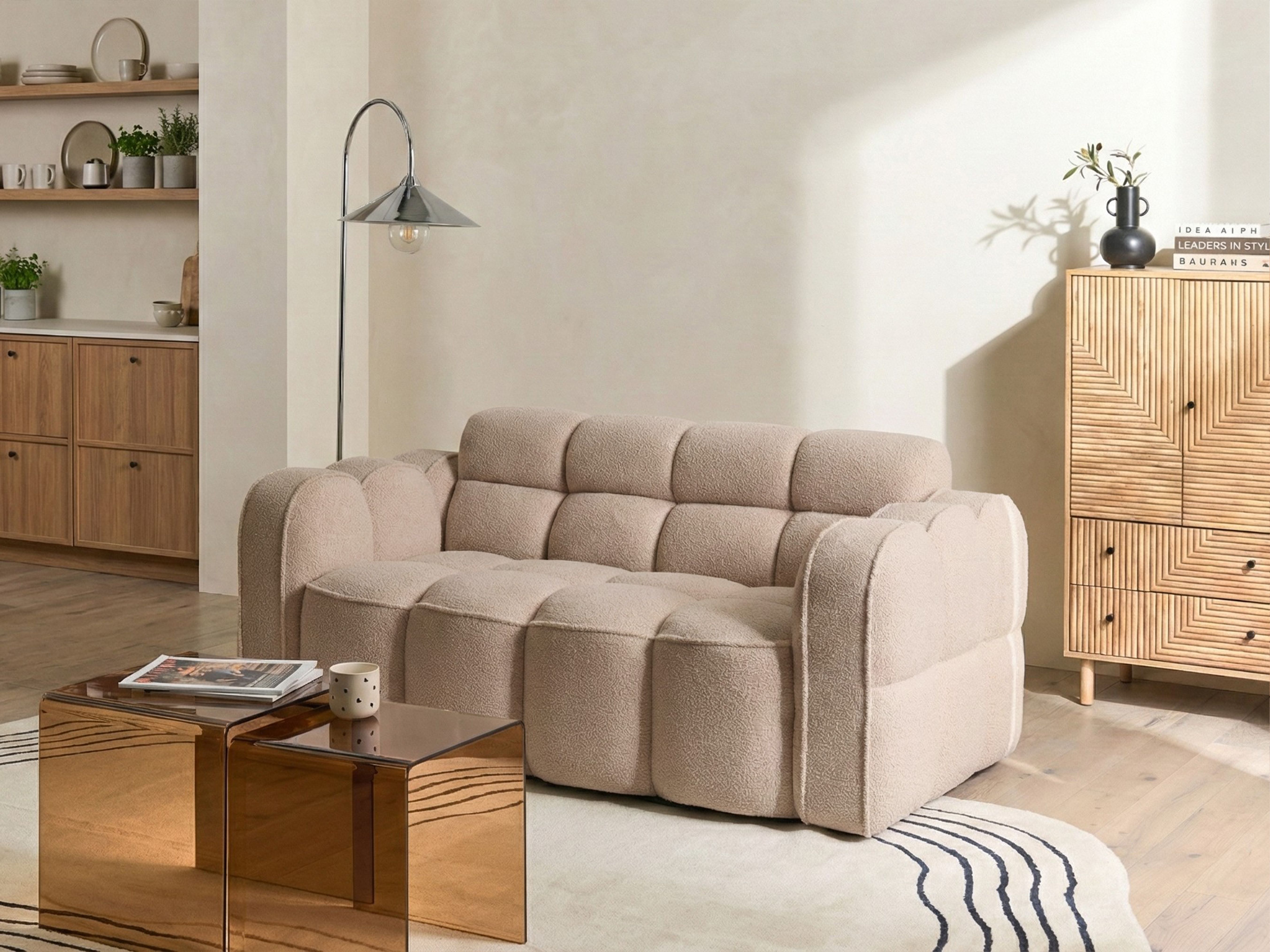 Sofa 2 Seater UTANA Boucle Beige