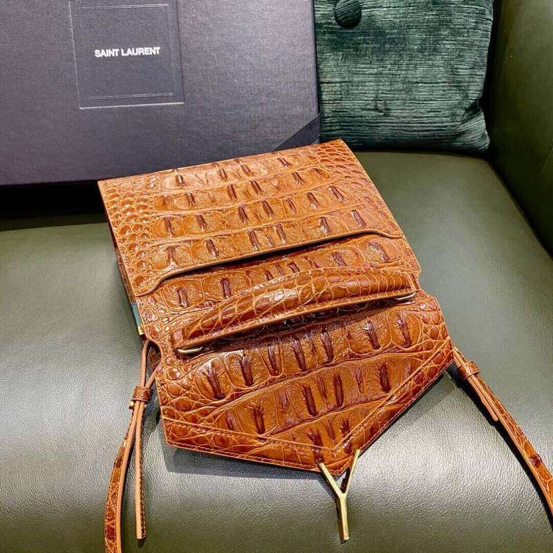 Replica Ysl Saint Laurent Cassandra Mini Top Handle Bag In Caiman Embossed Leather 602716 Brown1:1High-quality replica