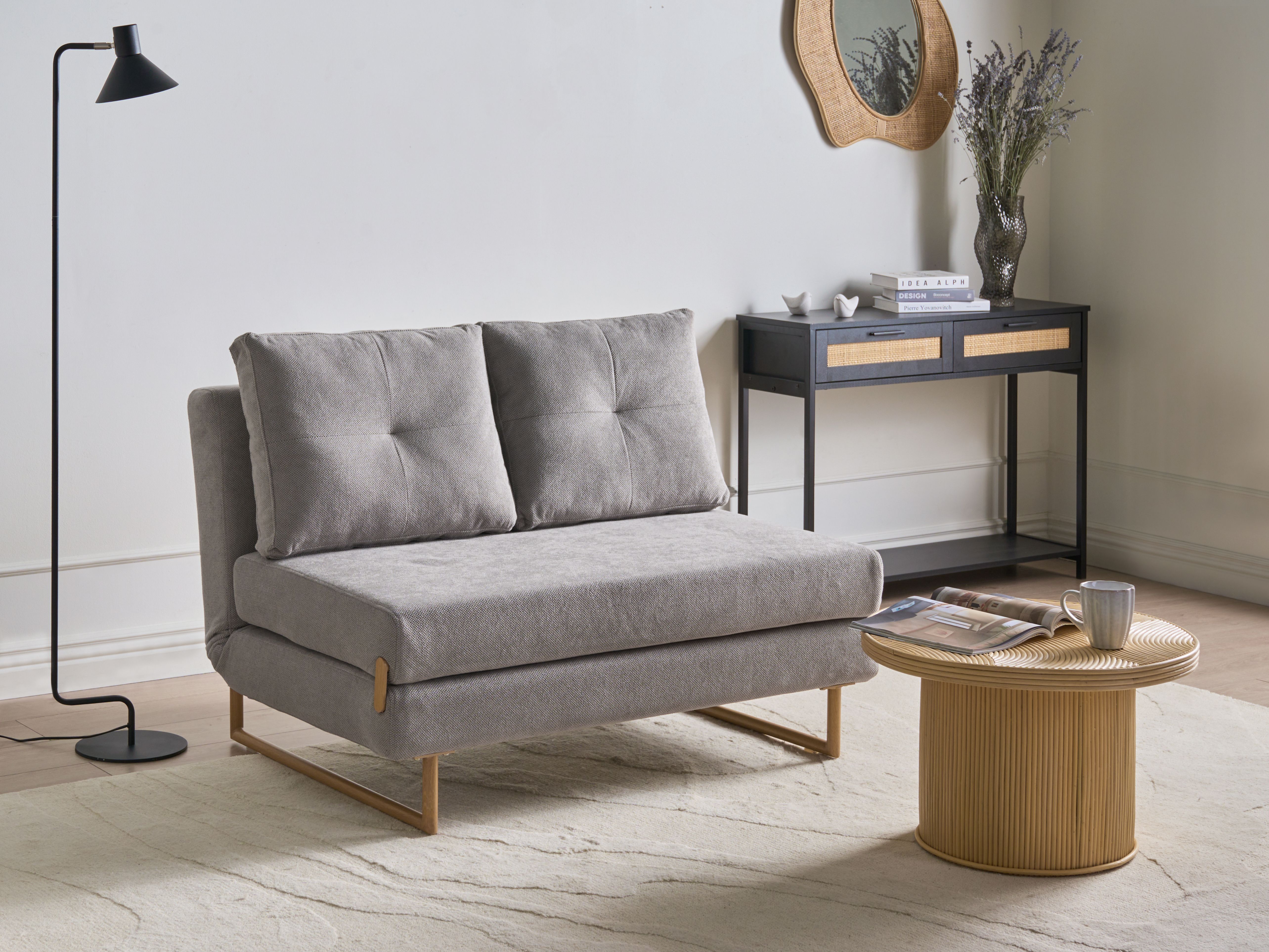Sofa Bed 2 Seater JERSLEV Fabric Grey