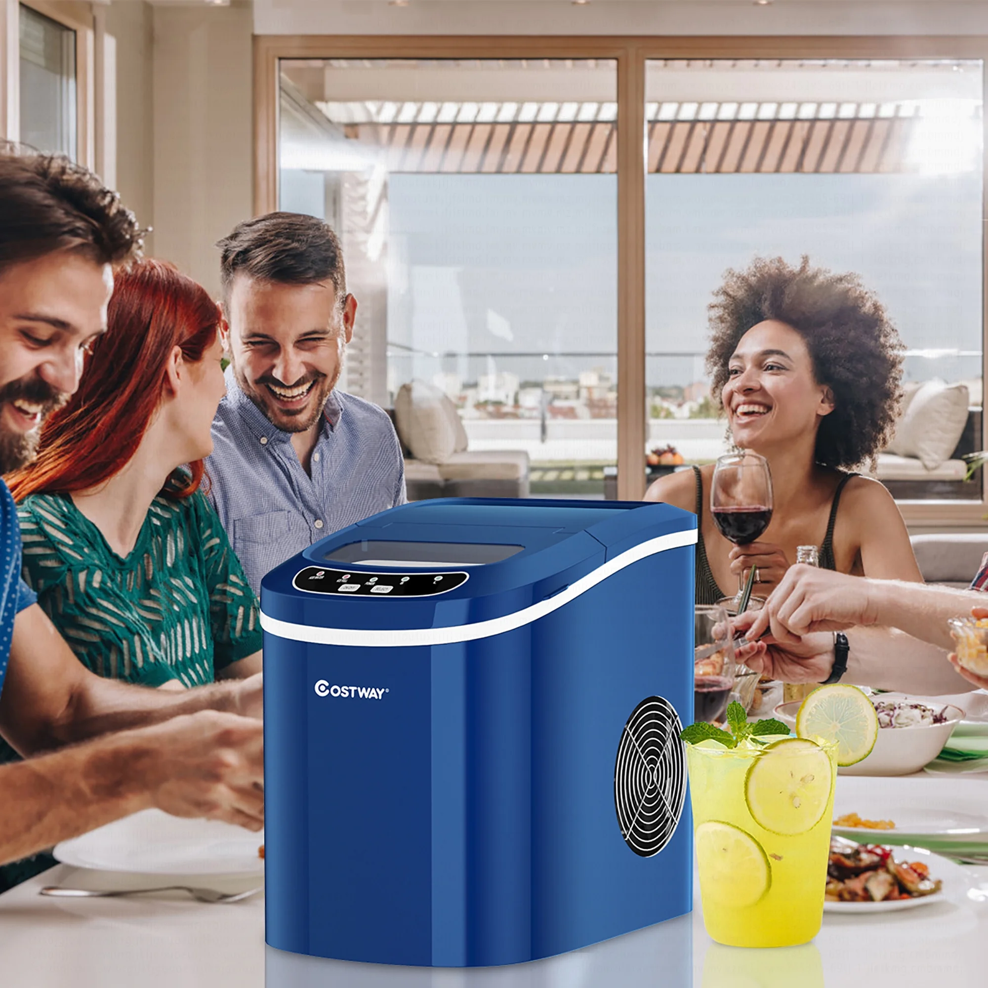 Costway Silver Portable Compact Electric Ice Maker Machine Mini Cube 26lb/Day - Image 22