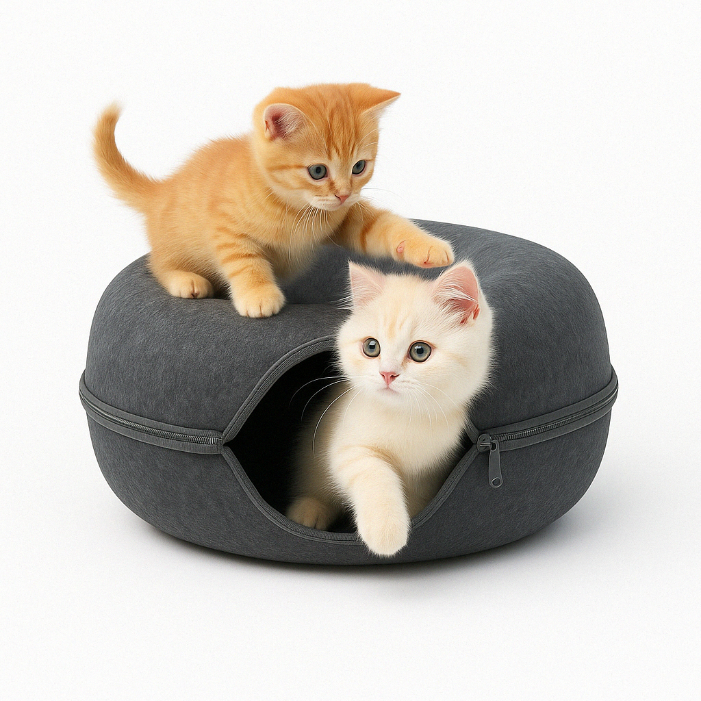 Ruim Kattentunnelbed van Krasbestendig Vilt met Peep Hole – Ideaal voor Spelen en Ontspanning voor Meerdere Katten