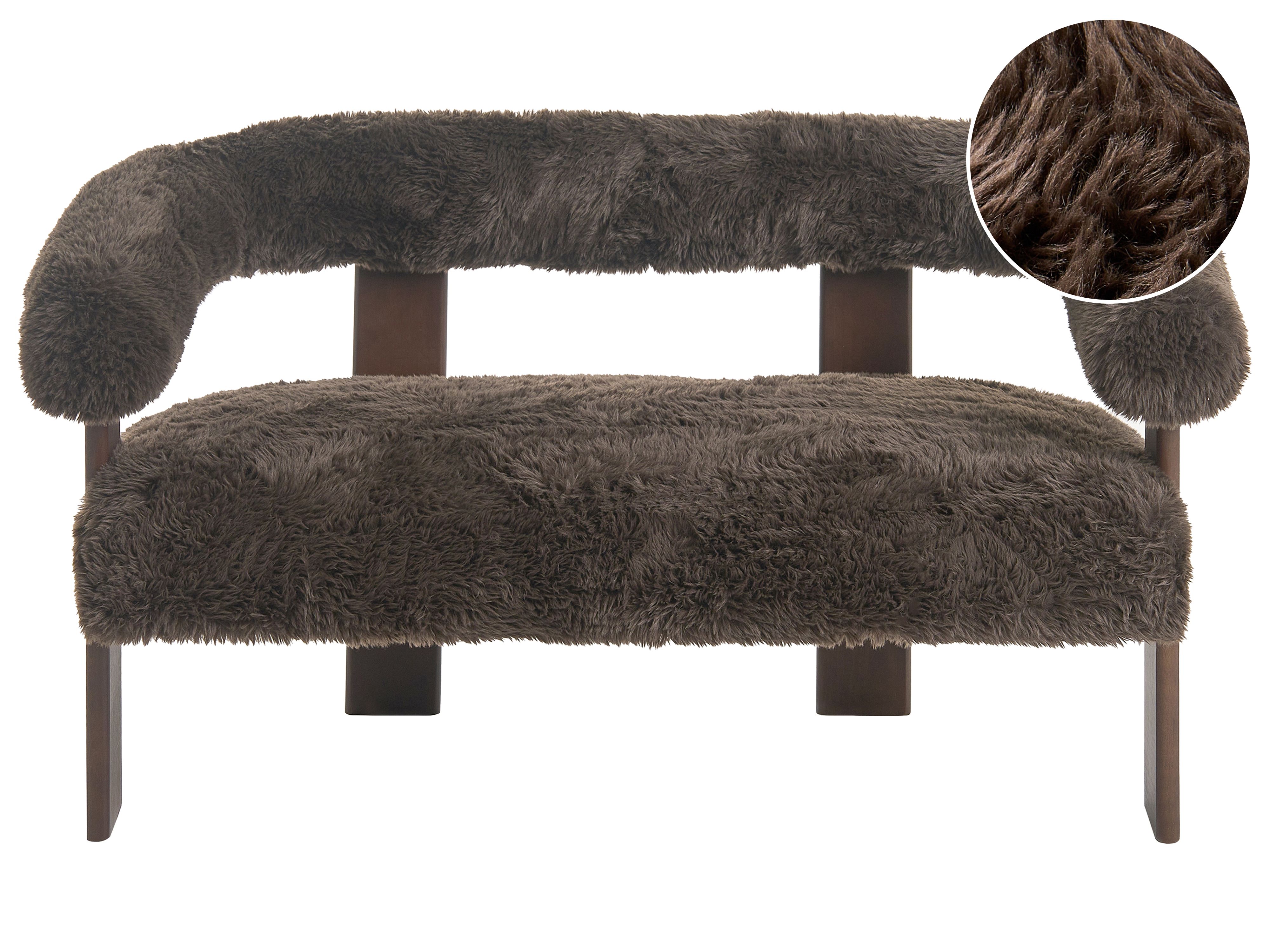Sofa 2 Seater ILBRO Faux Fur Dark Brown
