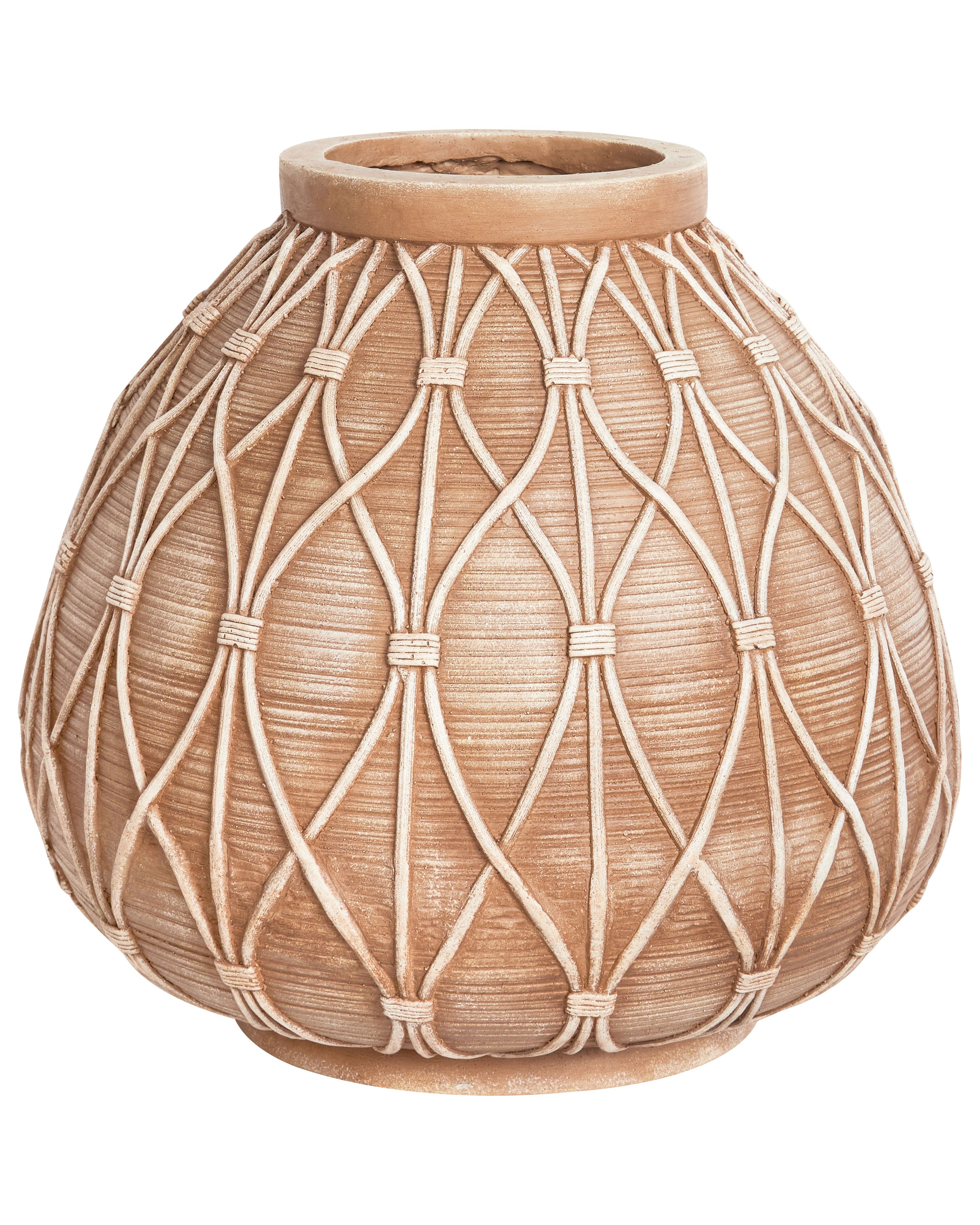 Flower Vase DOMOKOS Ceramic 38 cm Light Brown