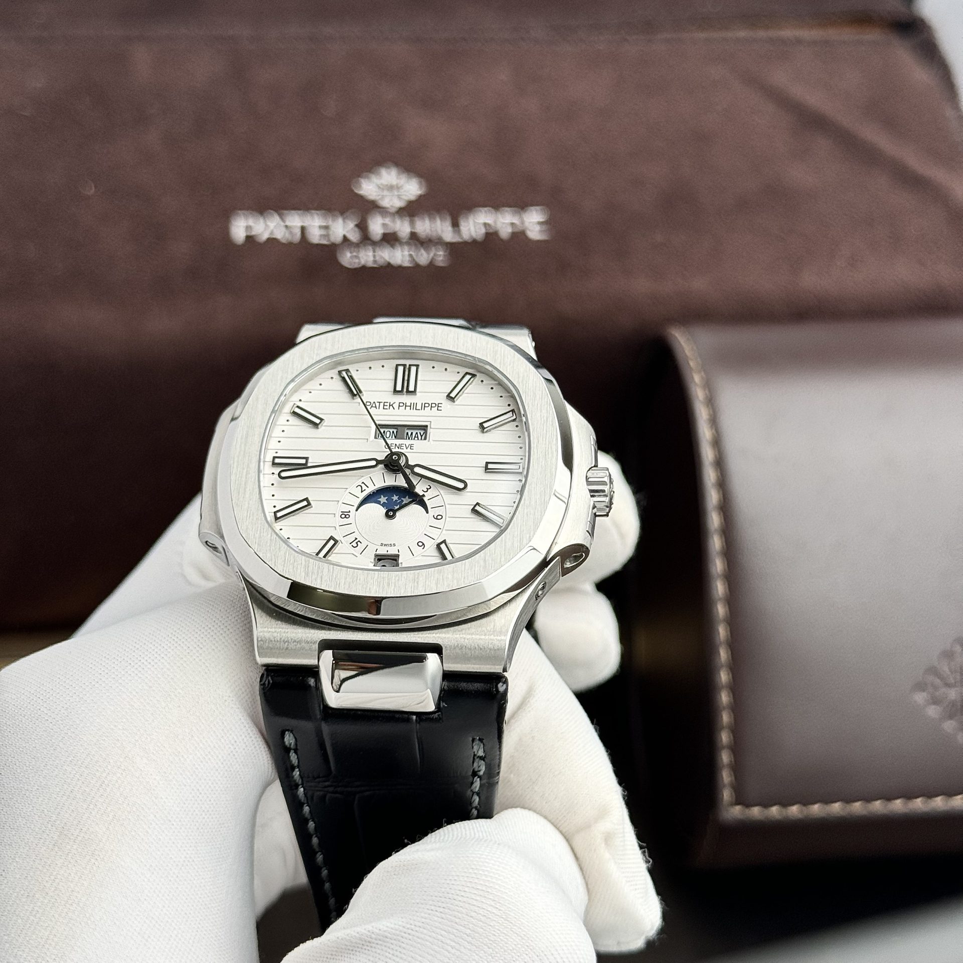 Patek Philippe Rep 11 Watch Nautilus 5726 Men s Leather Strap Factory GR 40.5mm - Top club