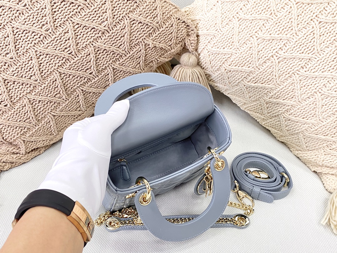 Christian Dior Mini Lady Dior Bag Blue For Women 6.5in/17cm CD M0505SLOI1:1High-quality replica