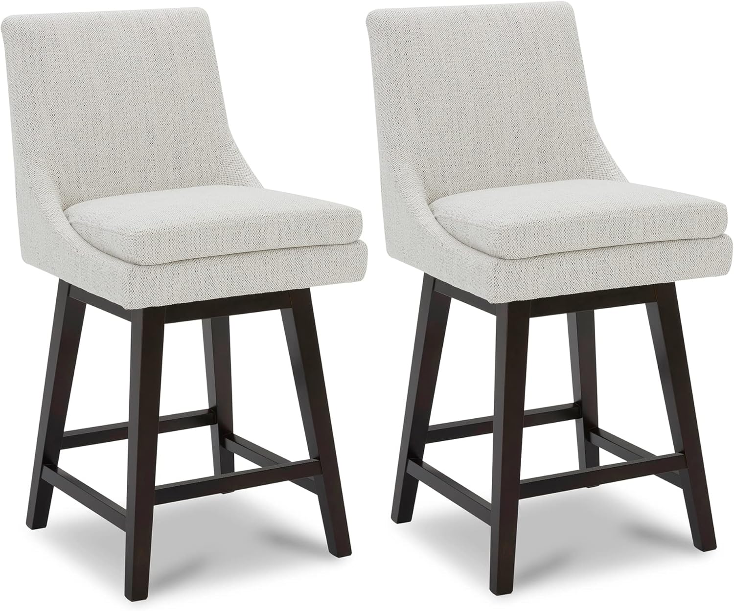 CHITA Bar Stools Set of 2, Counter Height Swivel Barstools, FSC Certified Morden Upholstered Fabric Counter Chairs with Back Support, 26.8