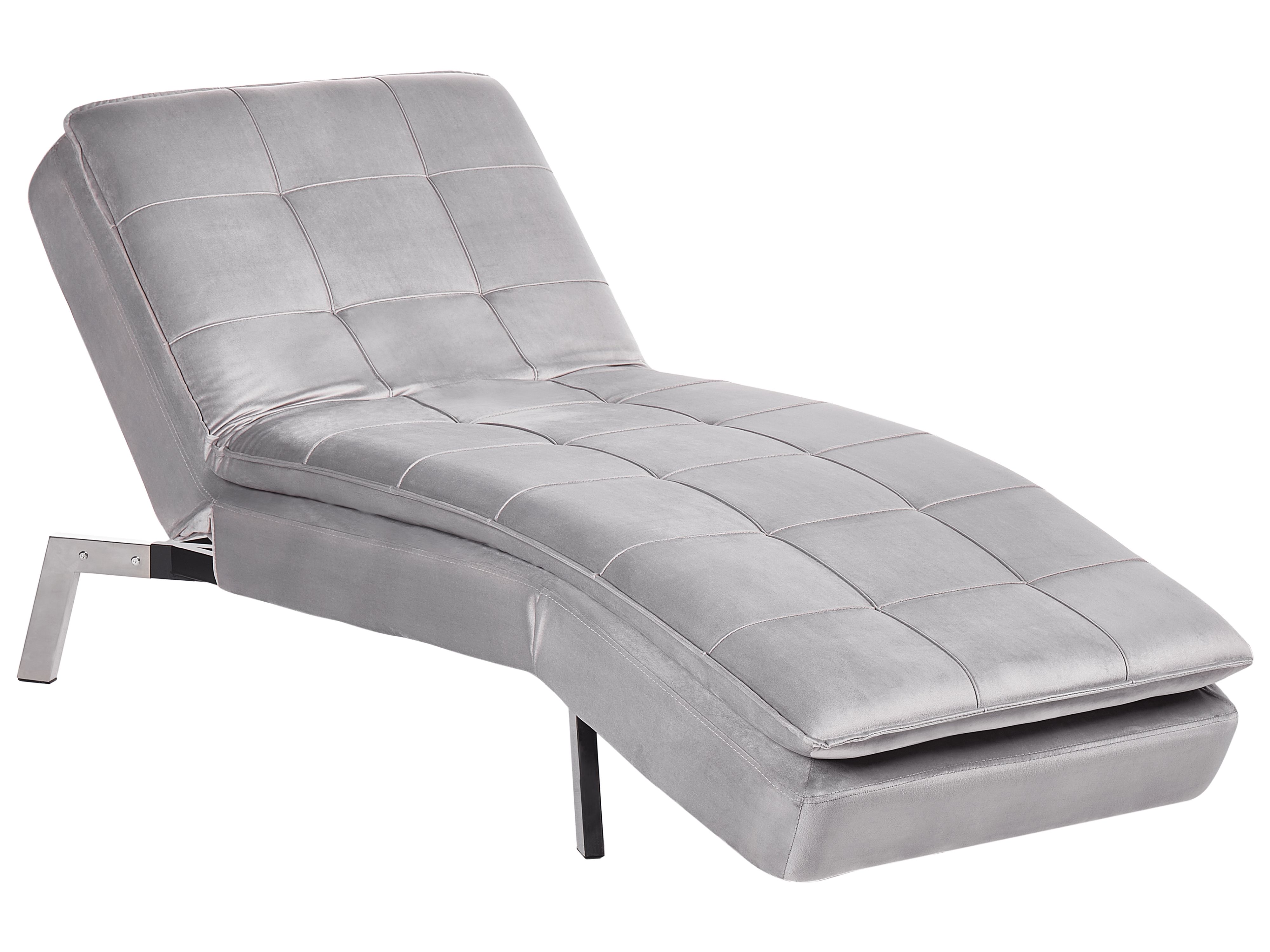 Chaise Longue LOIRET Velvet Light Grey