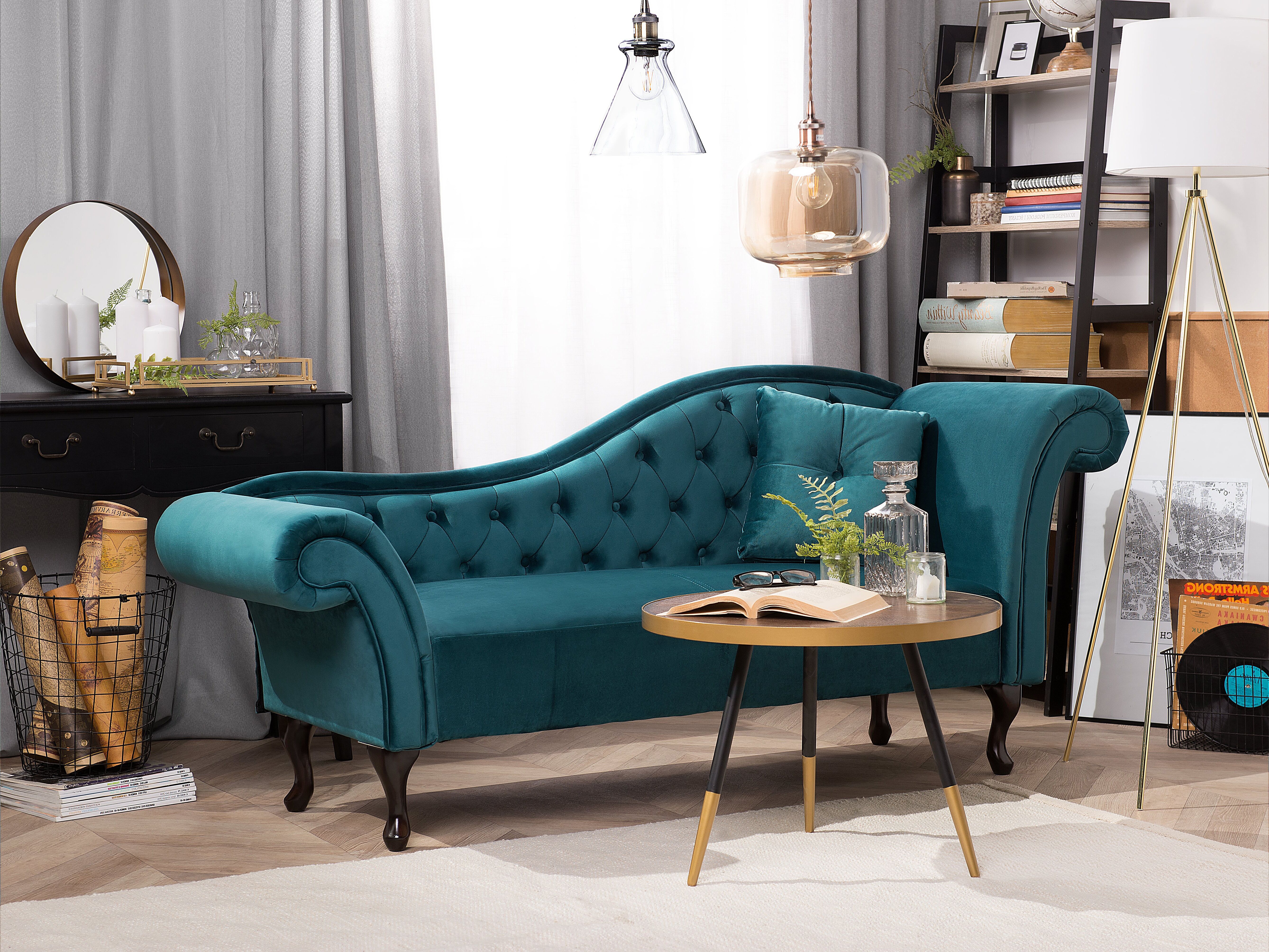 Right-Hand Chaise Lounge LATTES Velvet Teal