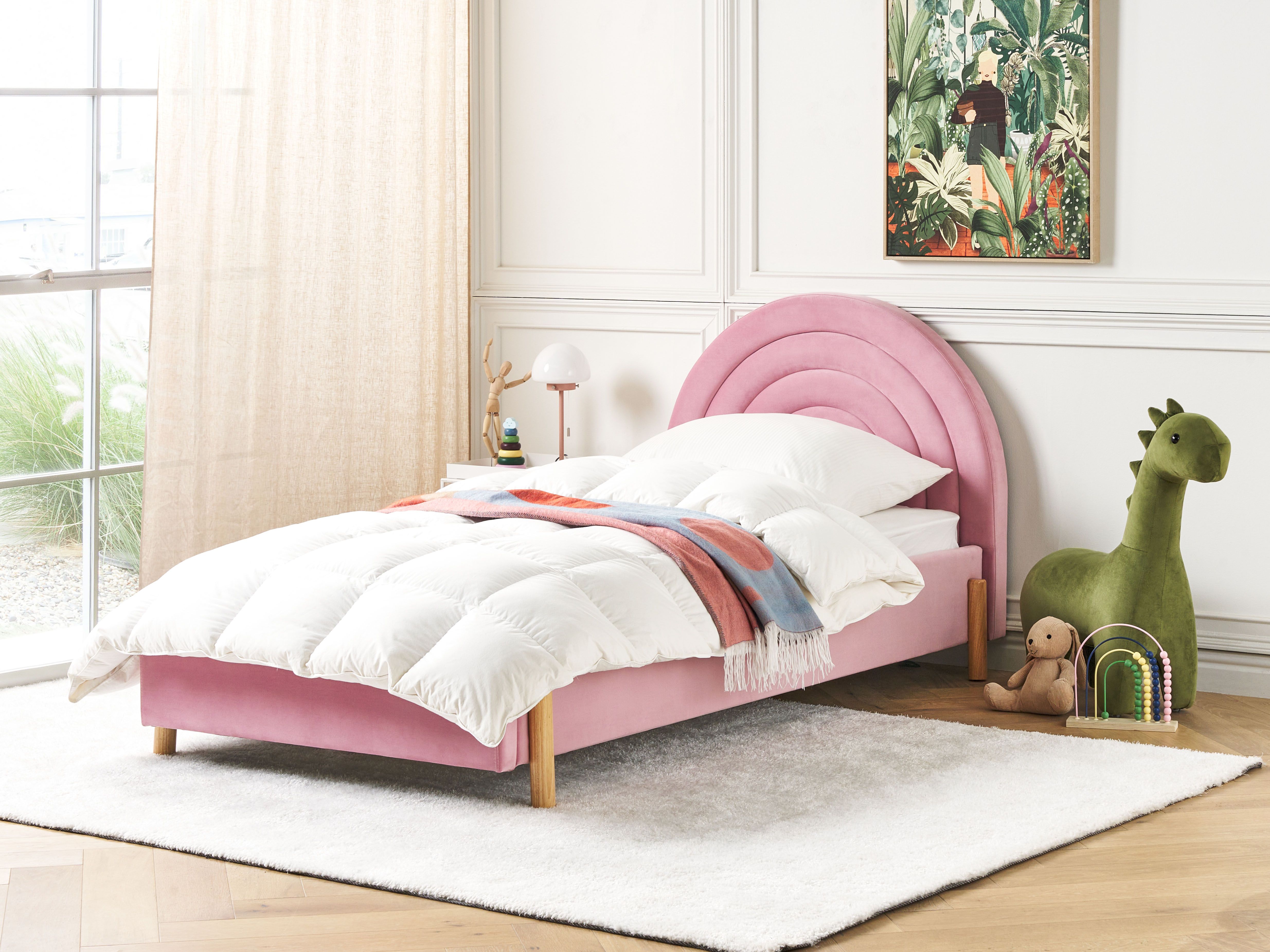 Kids Bed Velvet ANET 90 x 200 cm (EU Single) Pink